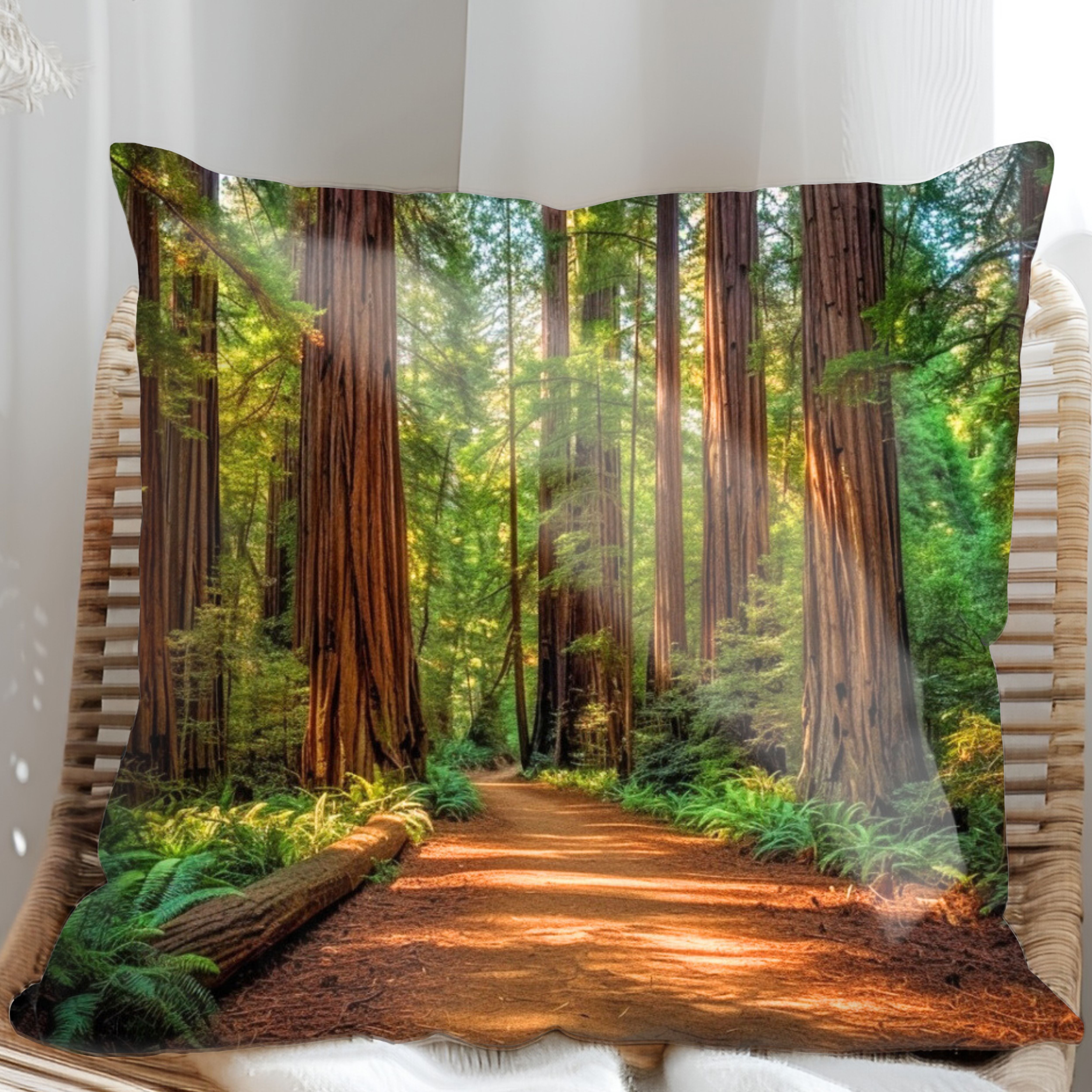 Redwood Trees Decorative Throw Pillows, Design Front & Back