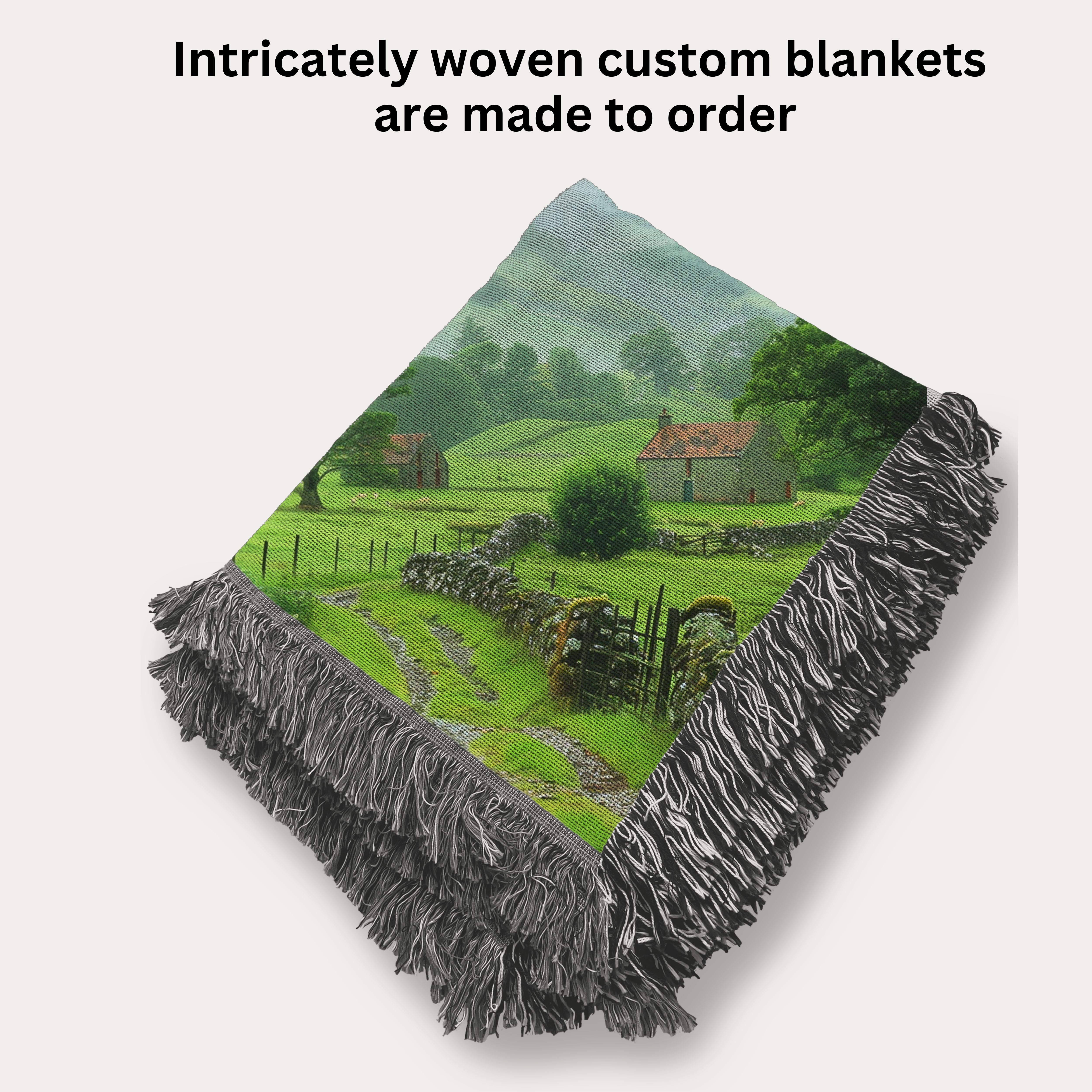 Scotland Green Countryside Woven Throw Blanket, Scotland Vacation Gift Blanket