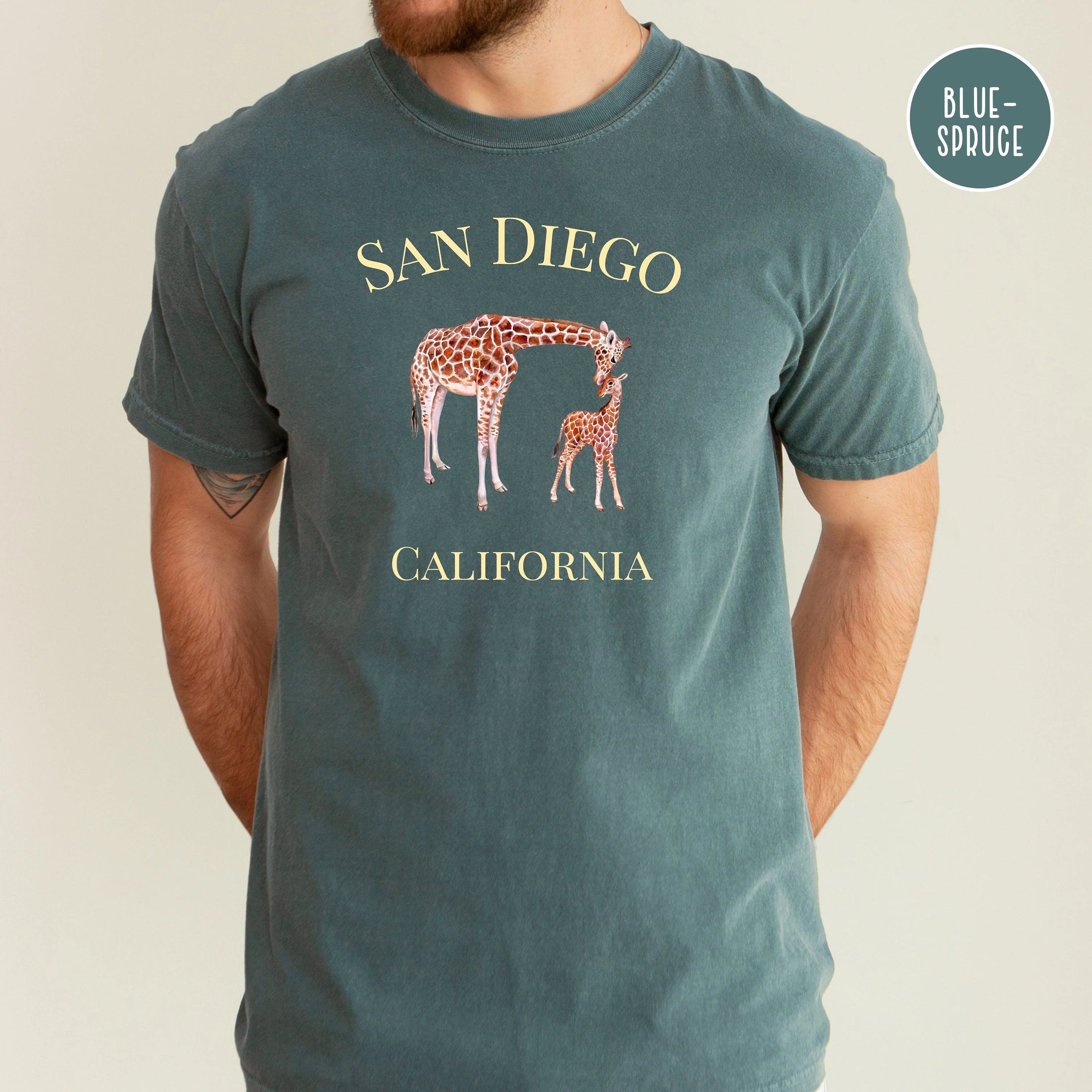 San Diego Mom & Baby Giraffe Comfort Colors® Tee