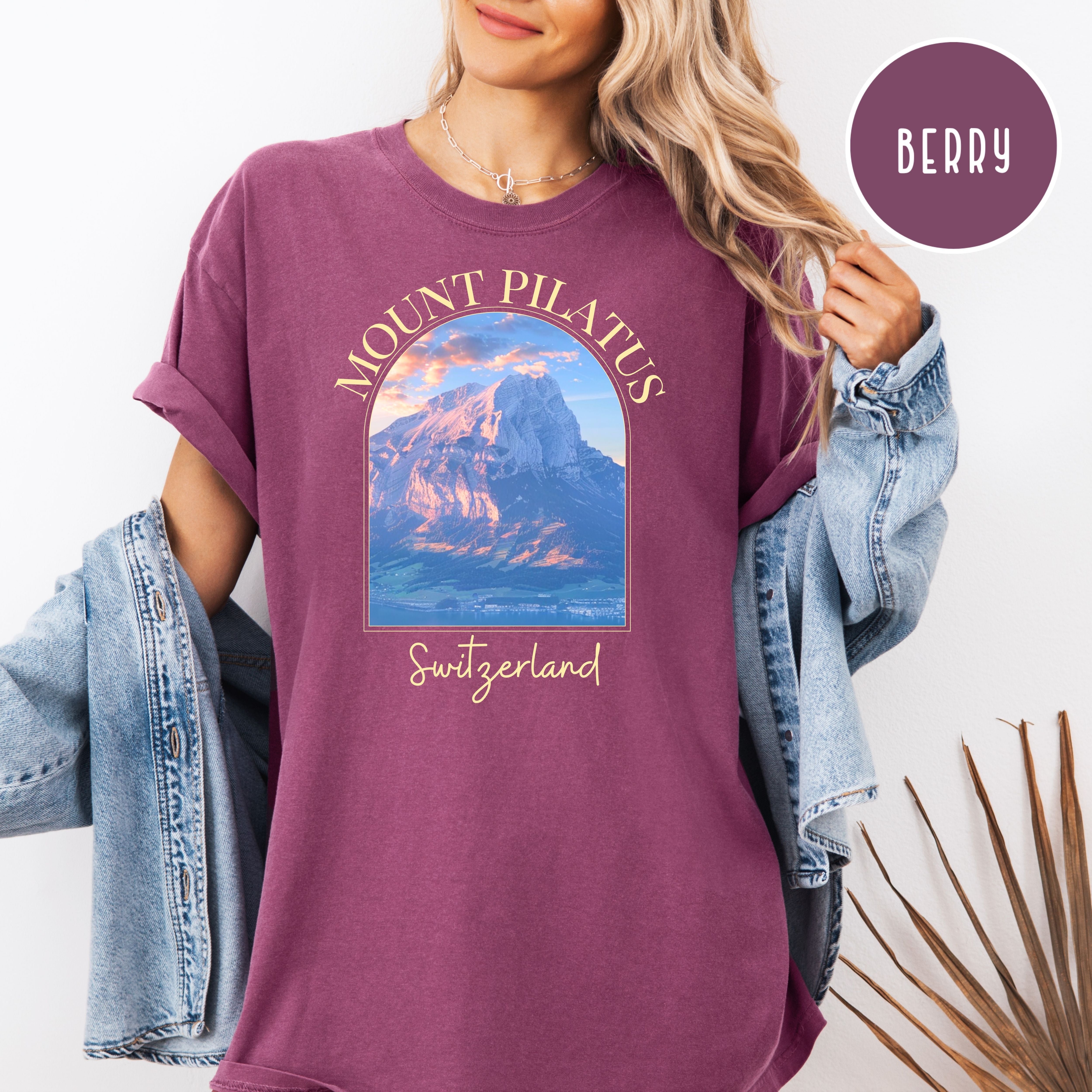 Mt Pilatus Switzerland Comfort Colors Tee, Dragon Mountain Switzerland