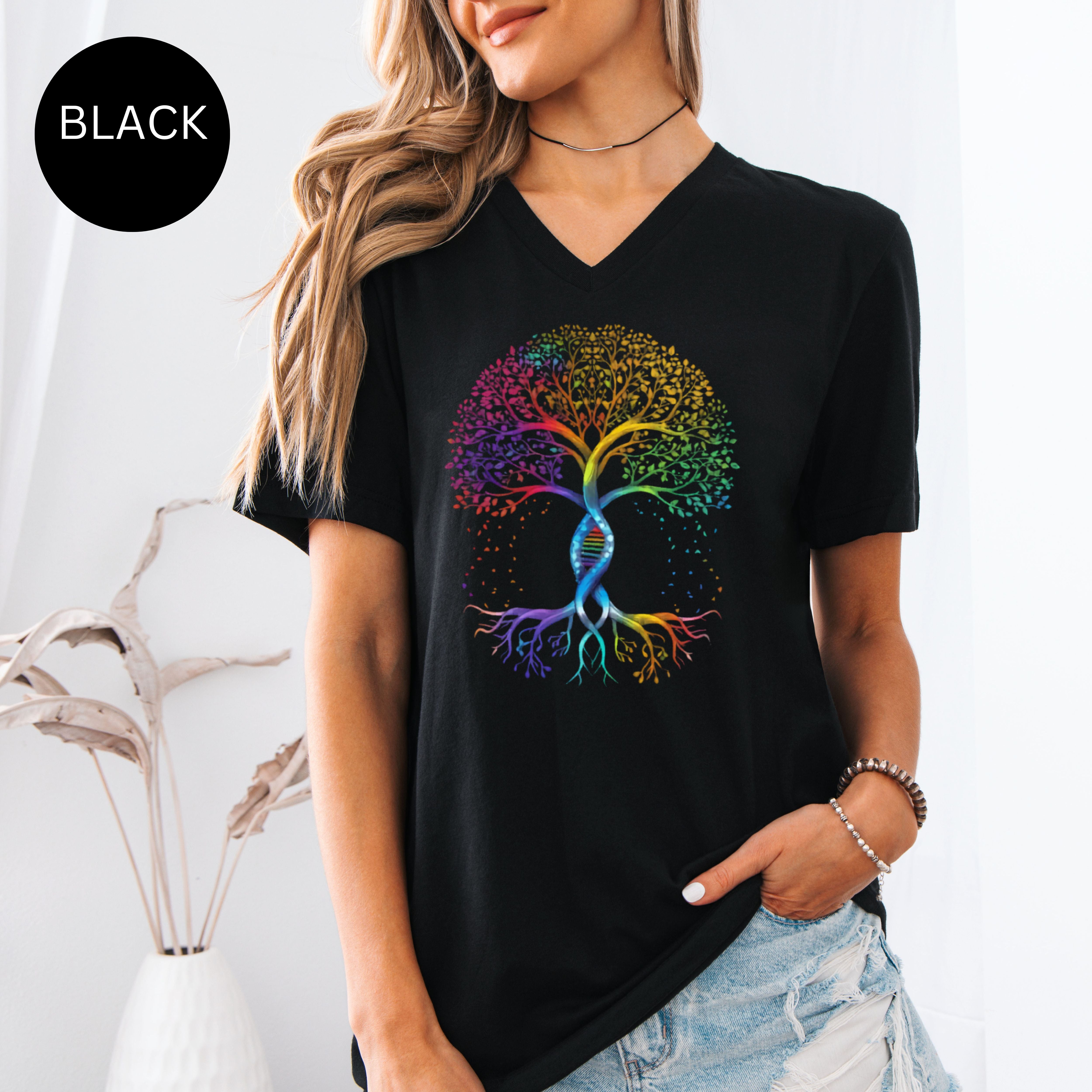 Pride Tree of Life Bella Canvas V-Neck Tee, Pride Tee Shirt, Gift For Pride Ally, LGBTQ Shirt