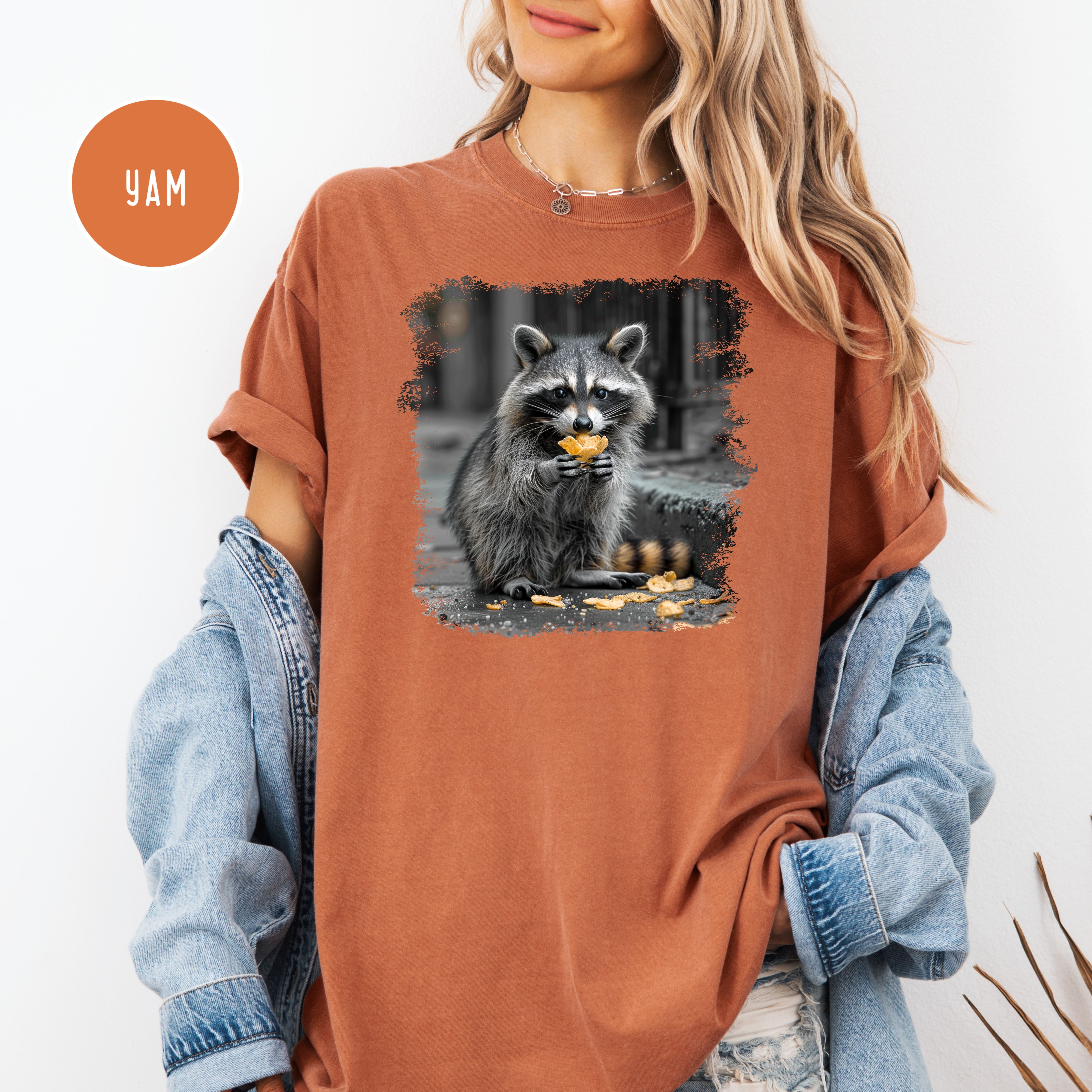 Funny Animal Meme Comfort Colors T-Shirt, Raccoon Eating Chips Shirt, Raccoon Lover Tee Shirt, Funny Animal Lover Shirt