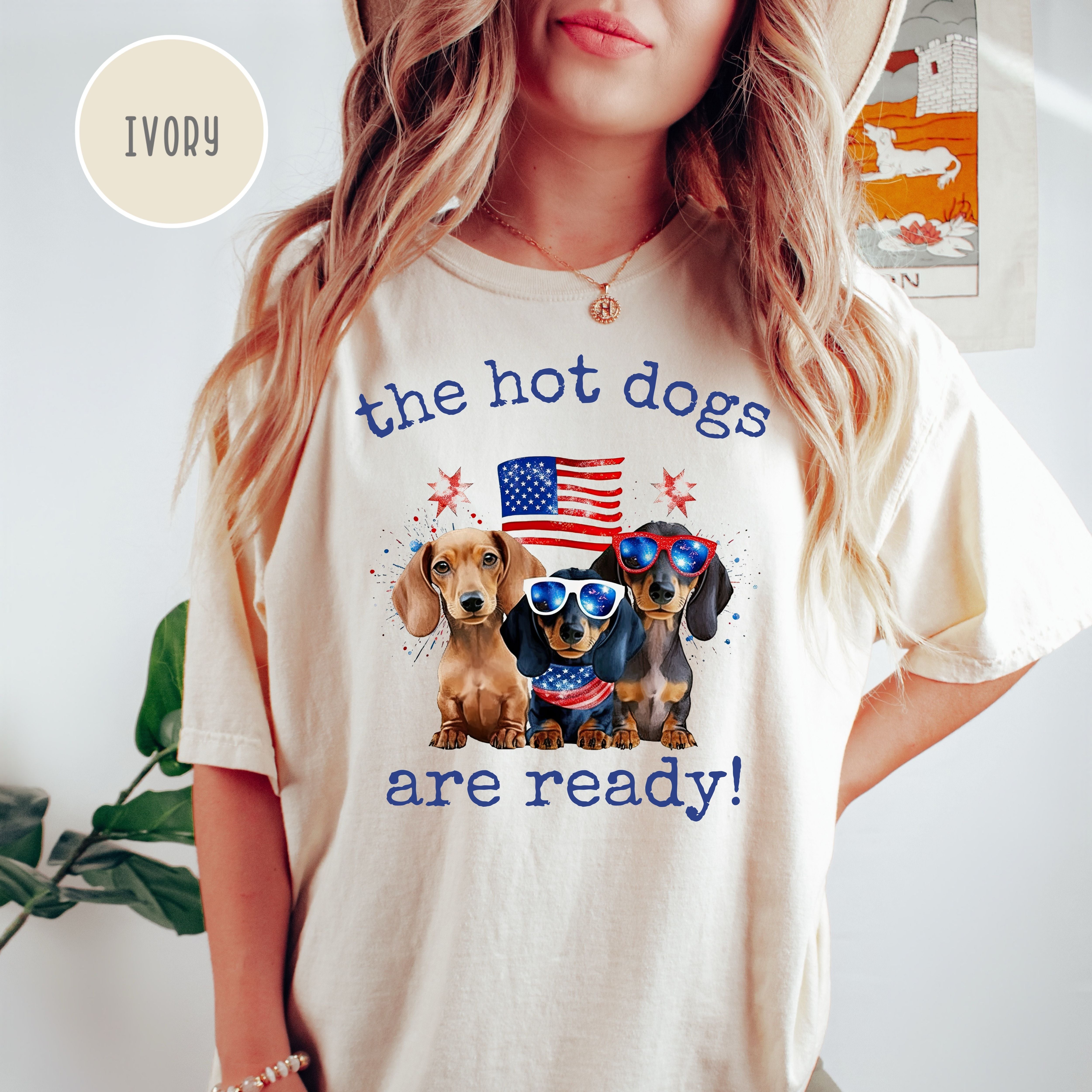 Funny 4th of July Wiener Dog Lover Comfort Colors Tee