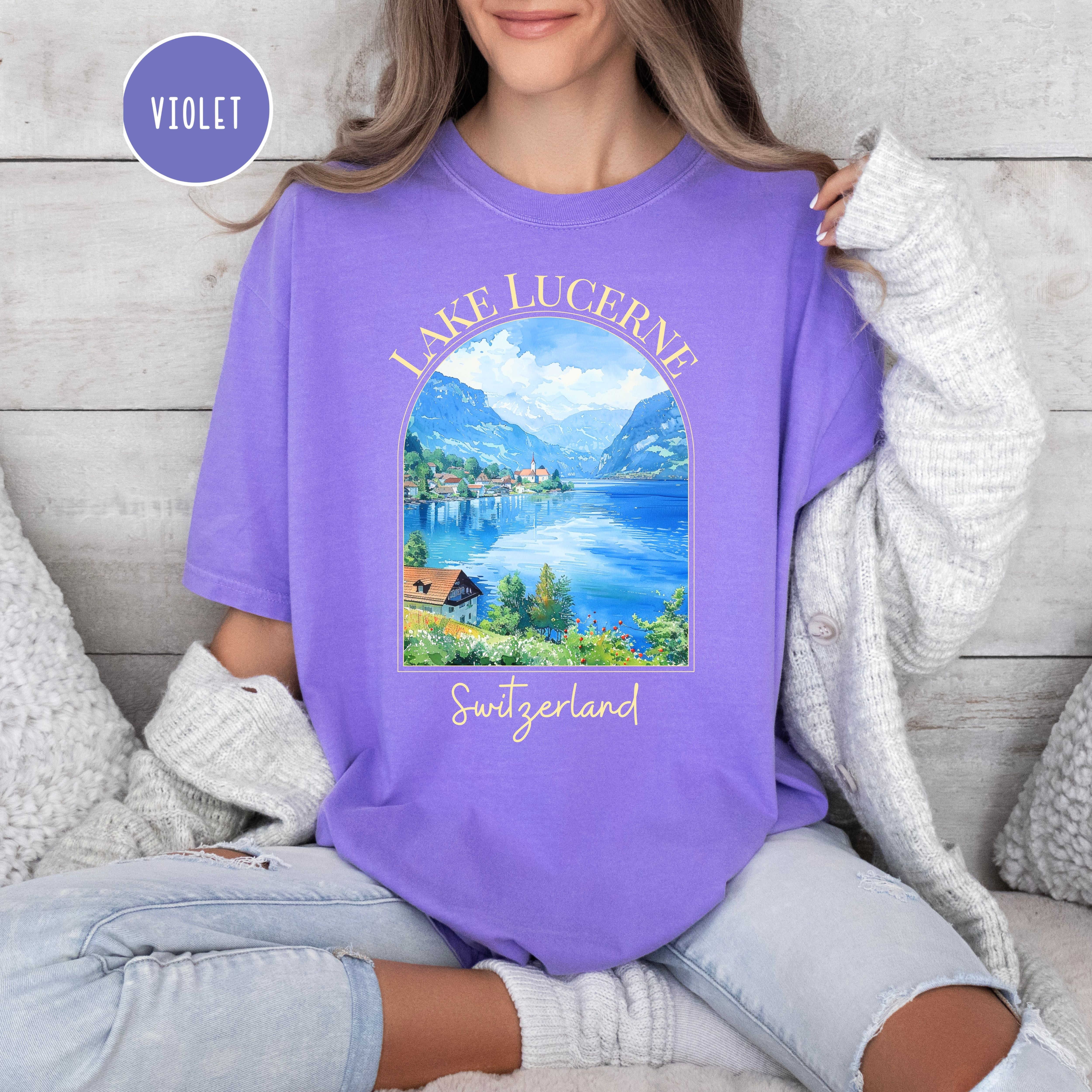 Lake Lucerne Switzerland Comfort Colors Tee
