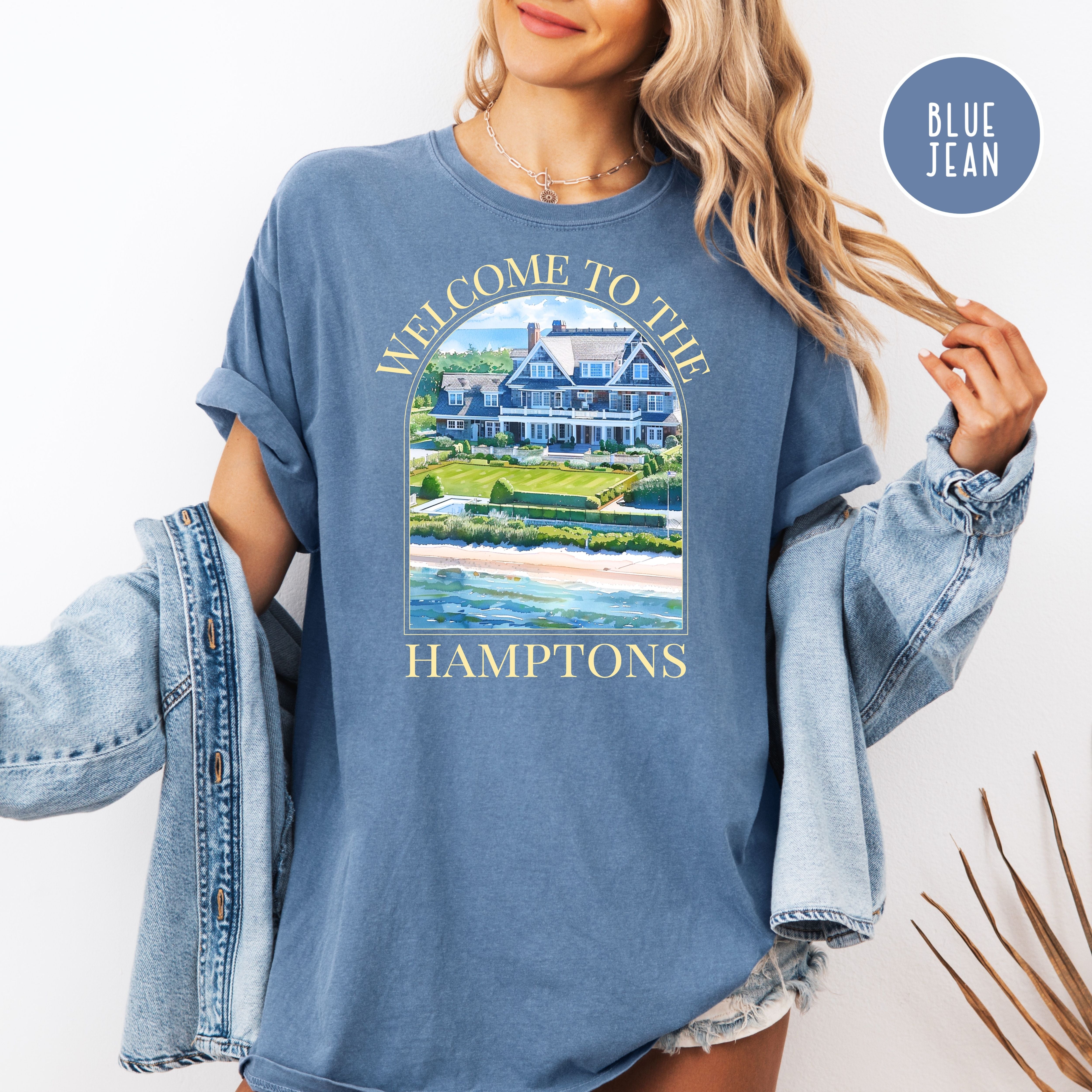 Hamptons Watercolor Coastal Home Comfort Colors Adult Unisex Gift Tee Shirt