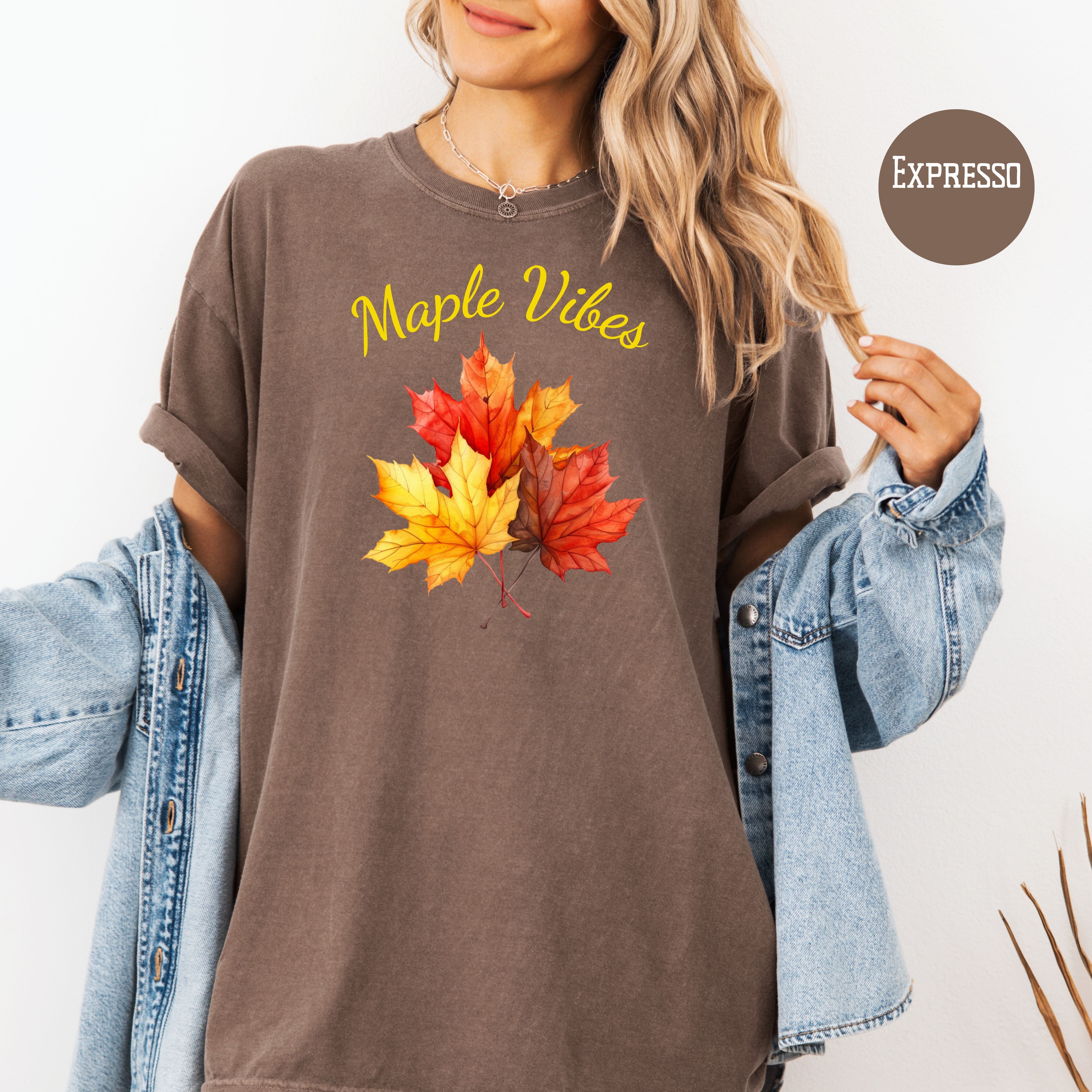 Maple Vibes Fall Leaves Comfort Colors Autumn Gift Shirt