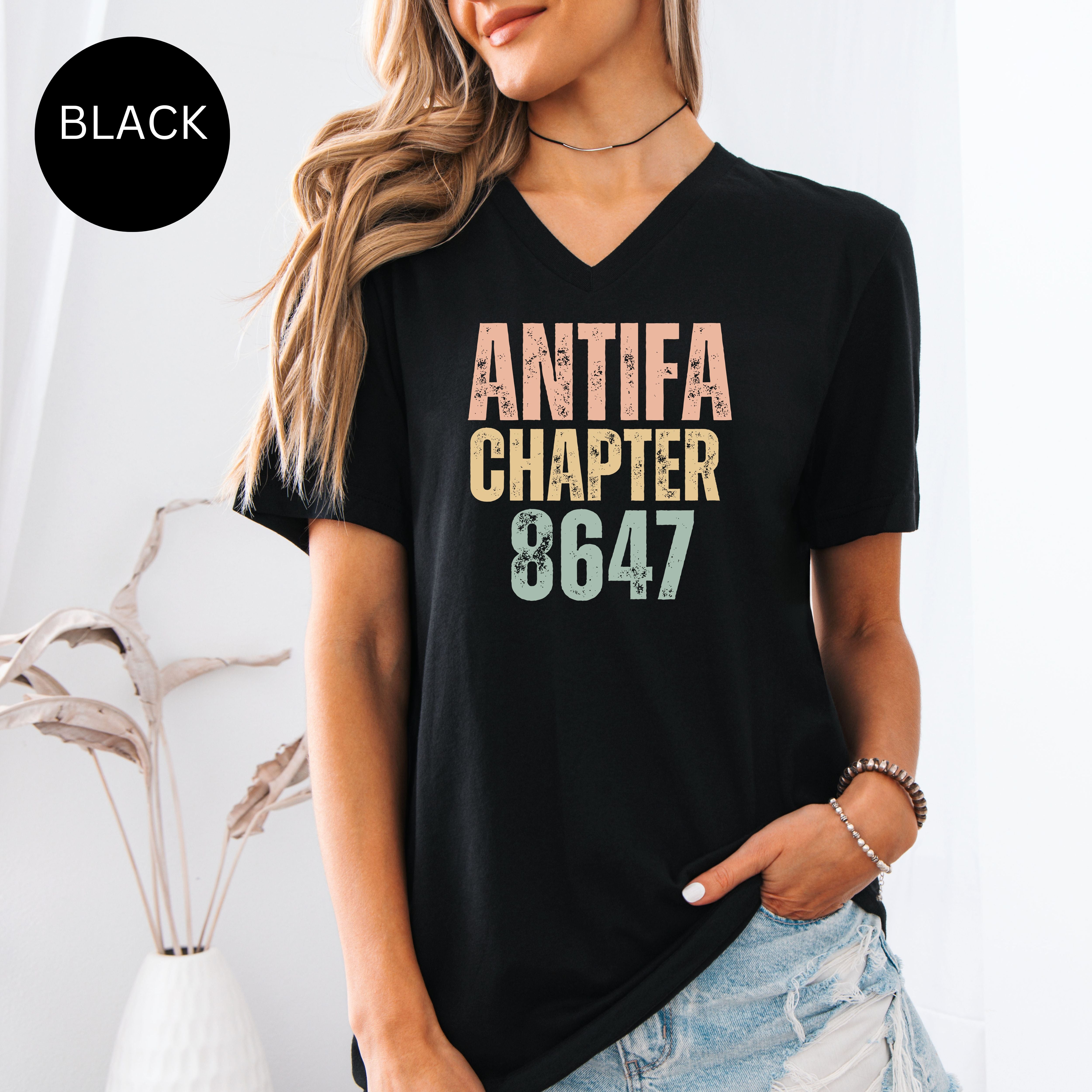 Antifa Chapter 8647 Bella Canvas V-Neck Tee, Protest Tee Shirt