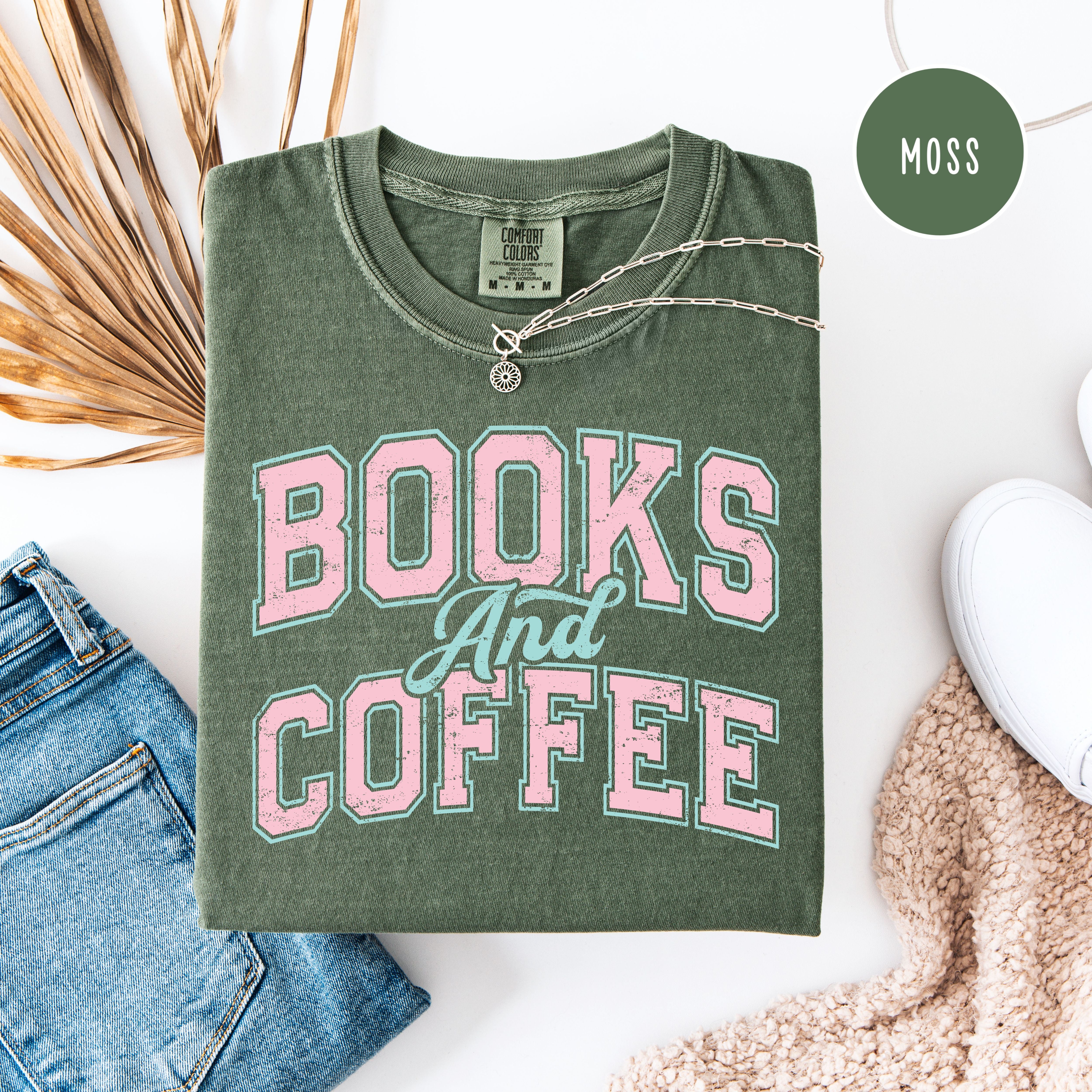 Books And Coffee Comfort Colors Tee Shirt Gift for Book Lover