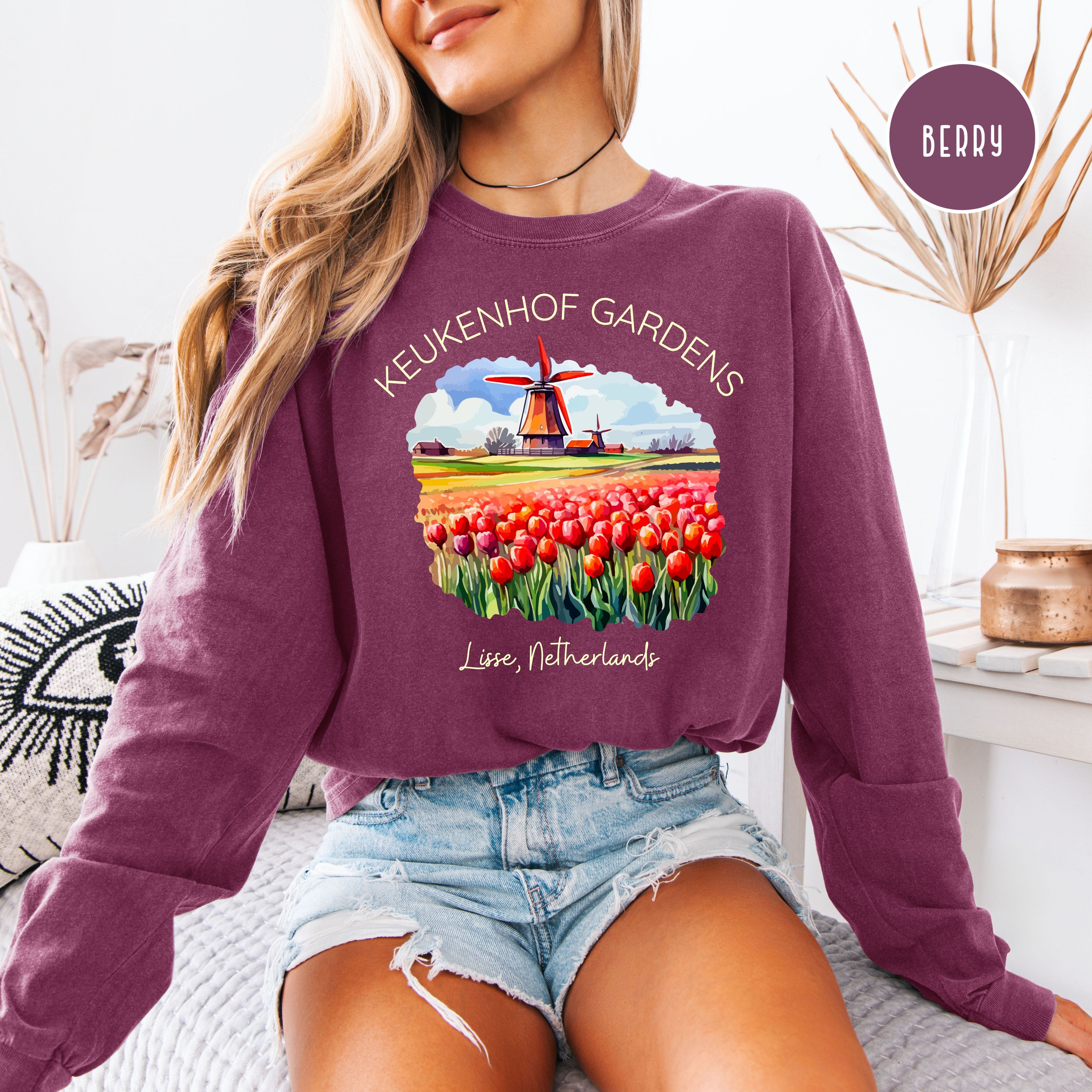 Lisse Netherlands Comfort Colors Long Sleeve Tee Shirt Gift, Gardens of Netherlands, Keukenhof Gardens, Lisse Netherlands Vacation Gift