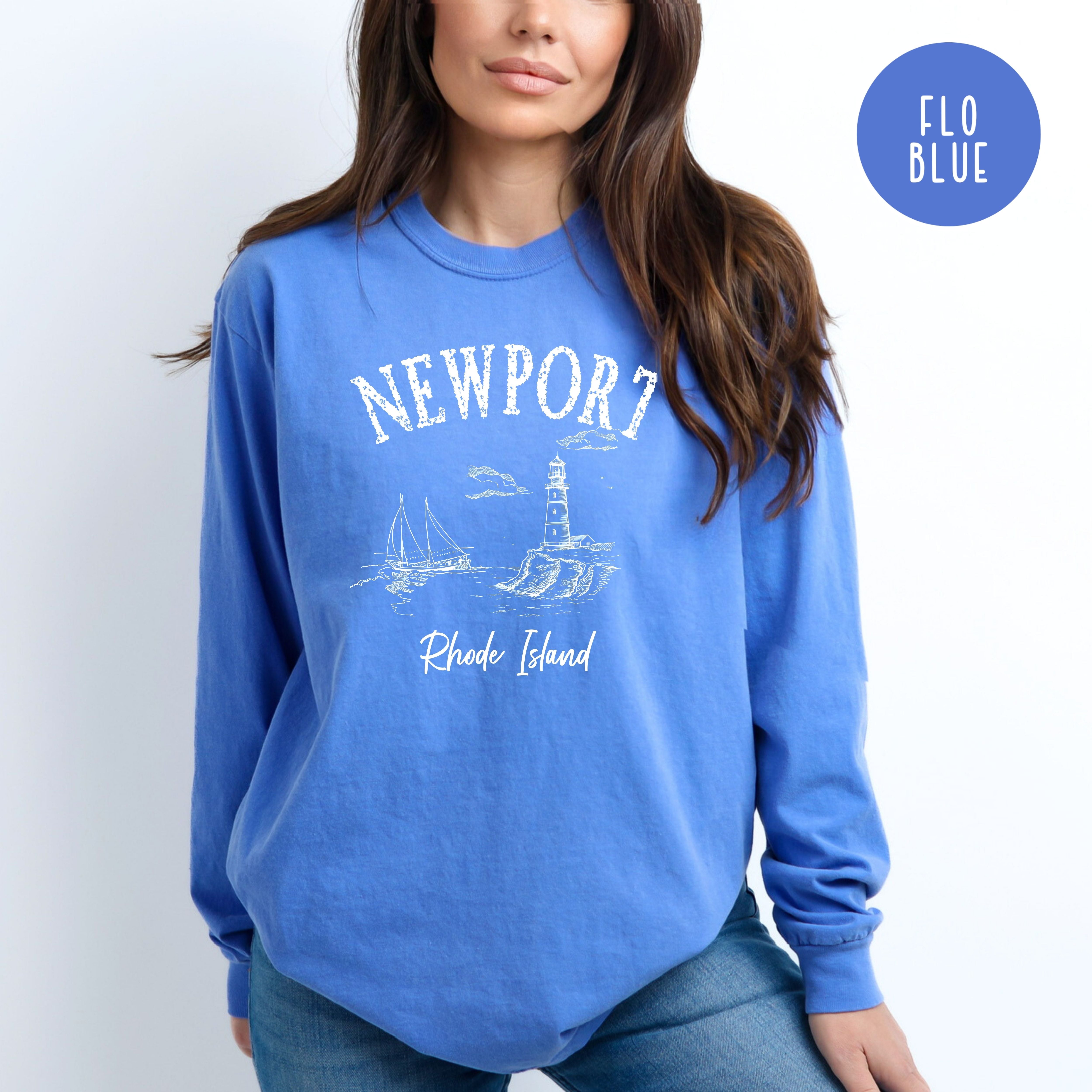 Newport Rhode Island Grunge Style Comfort Colors® Long Sleeve Tee