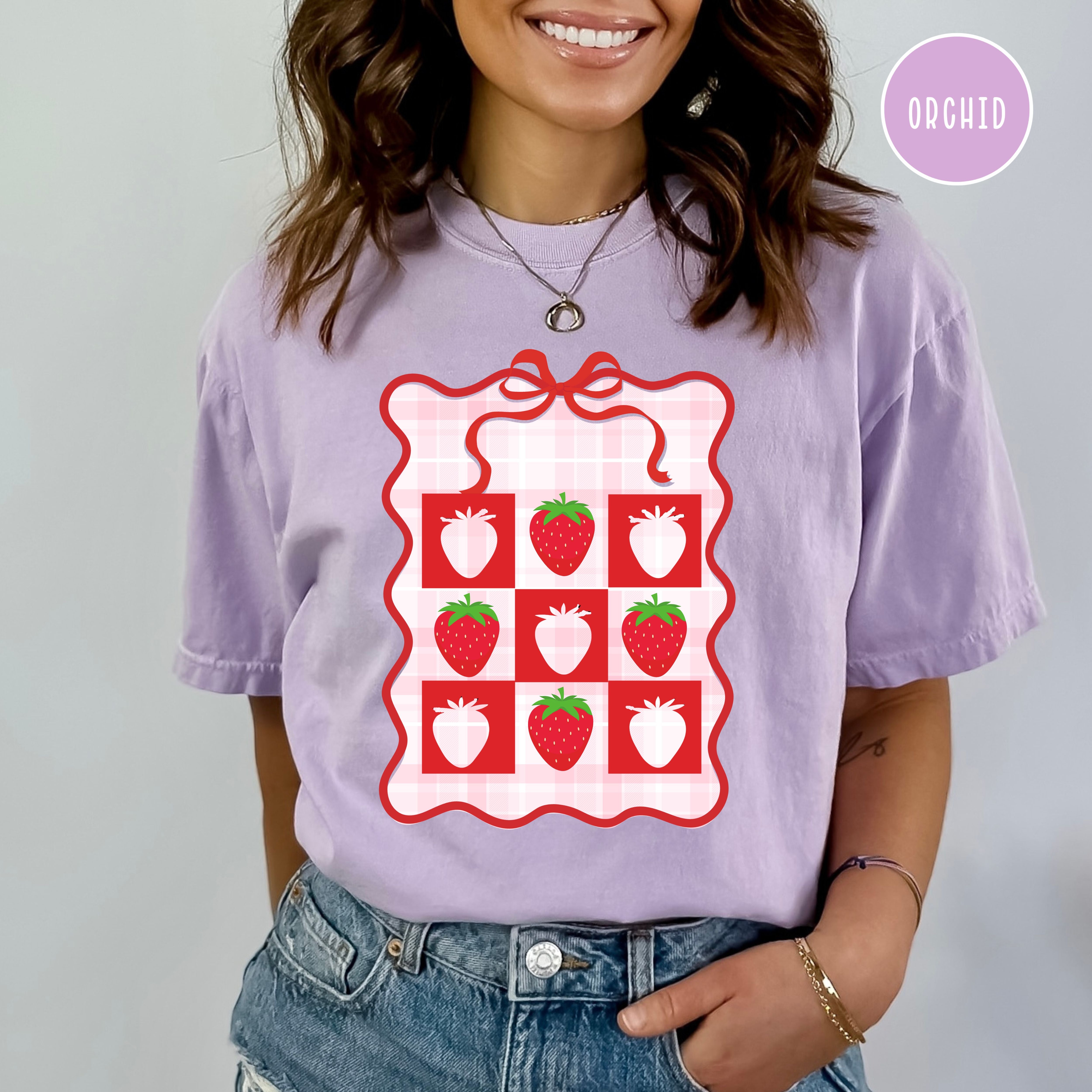 Coquette Strawberry Stamp Design Comfort Colors Strawberry Lover Tee