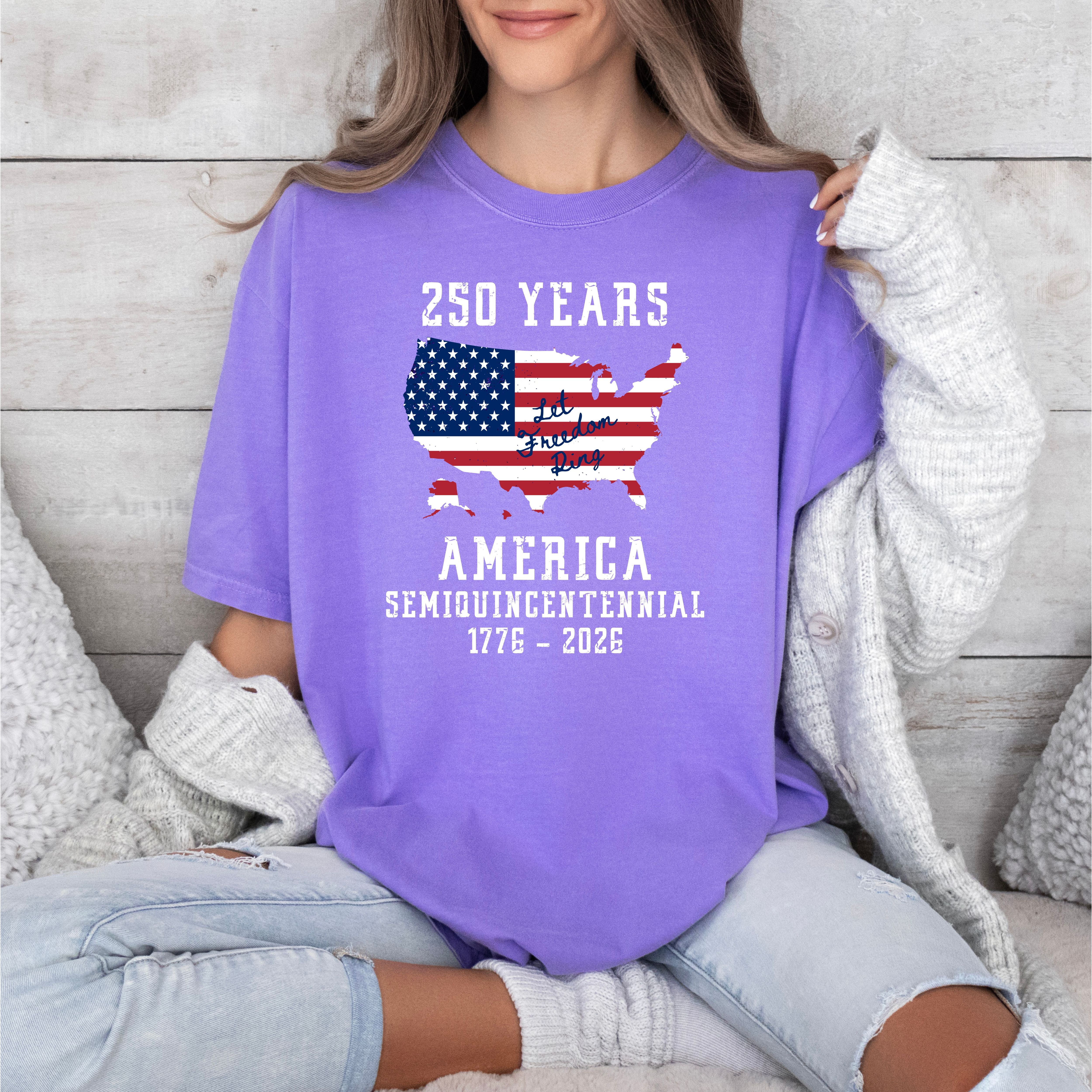 Patriotic American Flag 4th of July Semiquincentennial Comfort Colors T-Shirt, Let Freedom Ring Shirt