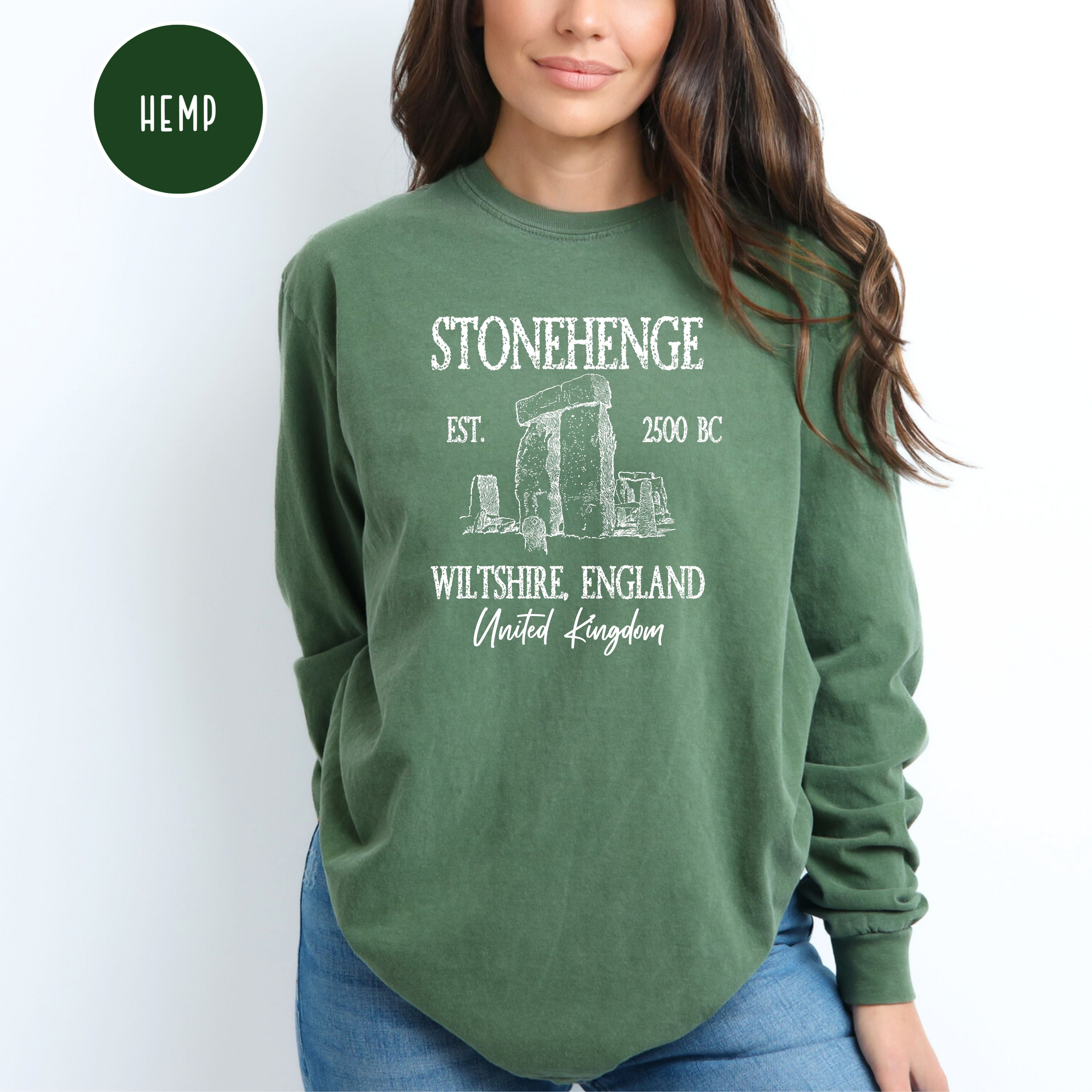 Stonehenge England Grunge Comfort Colors Long Sleeve Tee