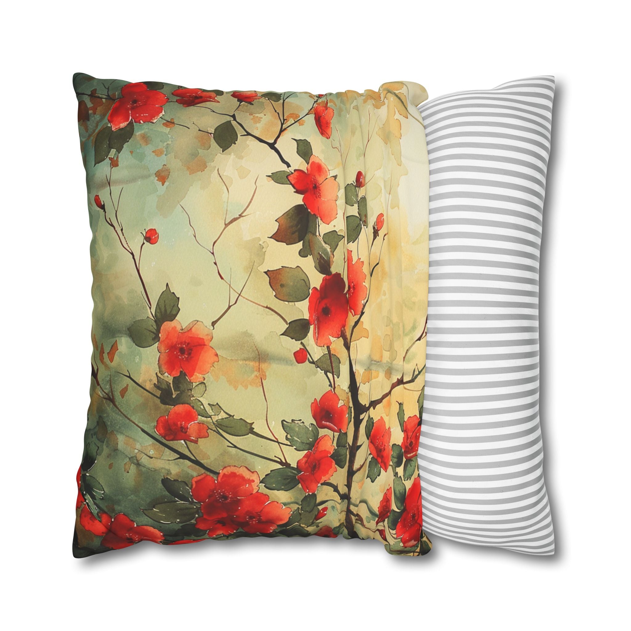 Wispy Flowers on Branch Pillowcases - Print Front & Back, Machine Washable, Avail 5 Sizes