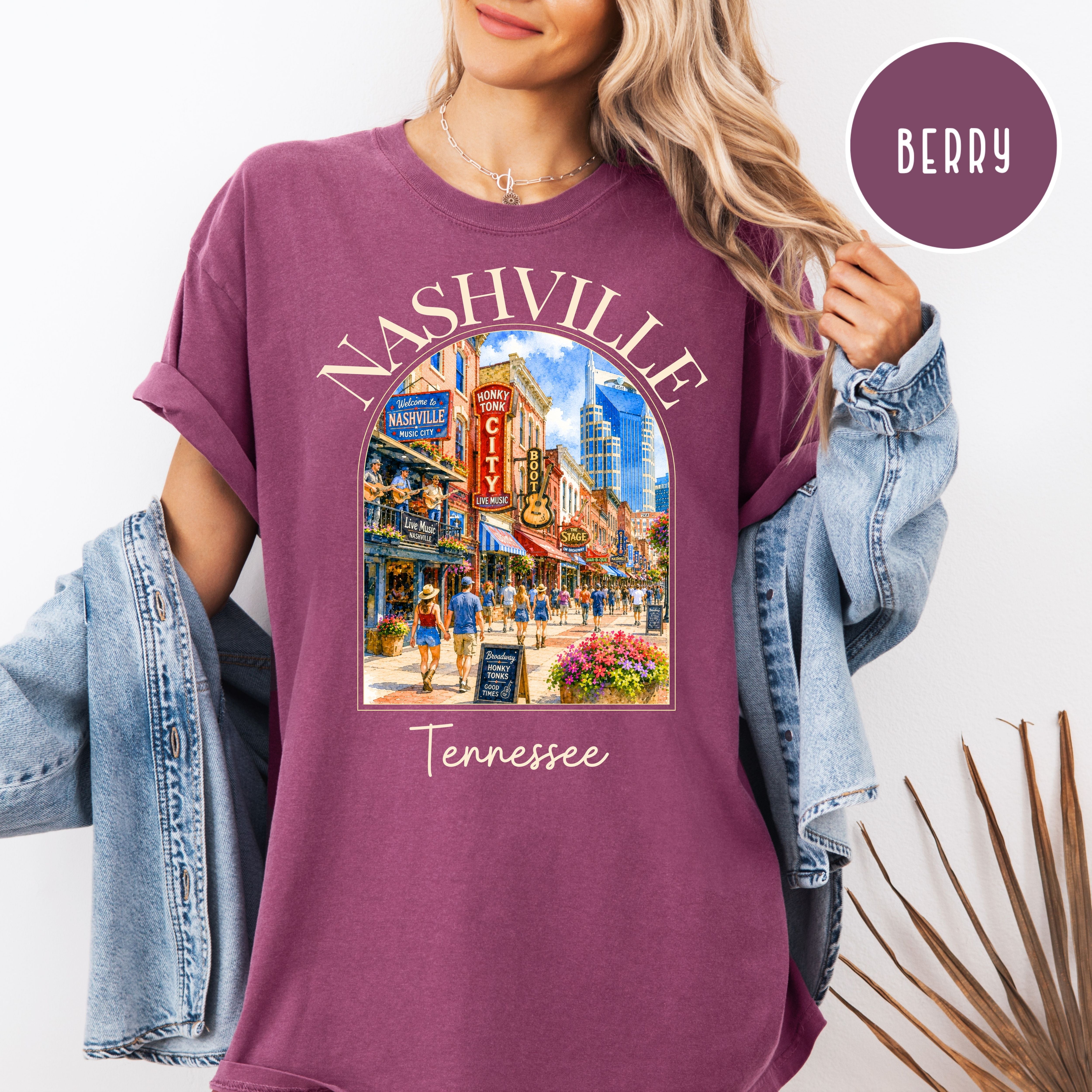 Nashville Tennessee Music Lover Unisex Comfort Colors Travel T-Shirt, Nashville Lover Gift Shirt, Tennessee Gift Shirt, Nashvillian Gift Tee
