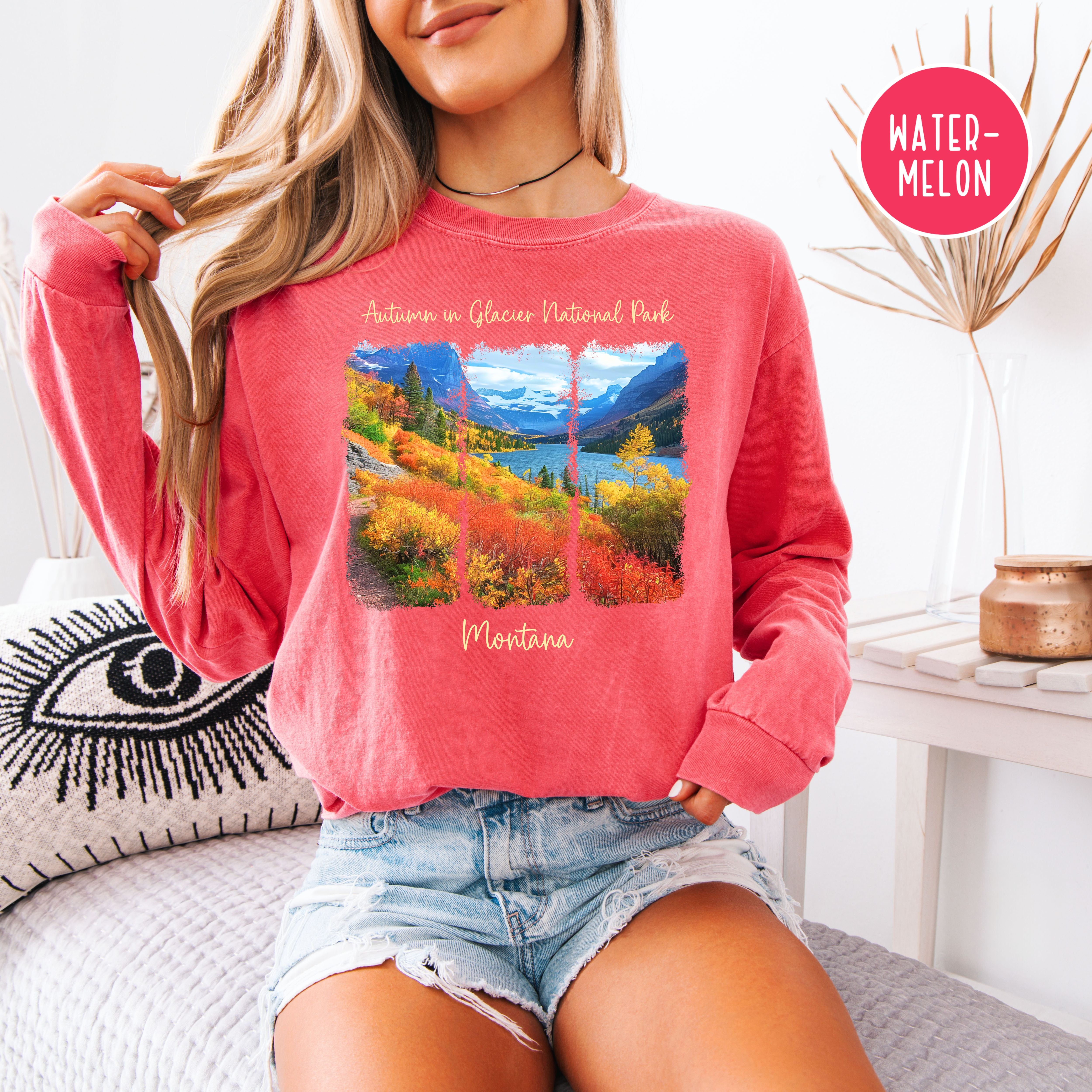 Glacier National Park in Autumn Long Sleeve Comfort Colors Tee