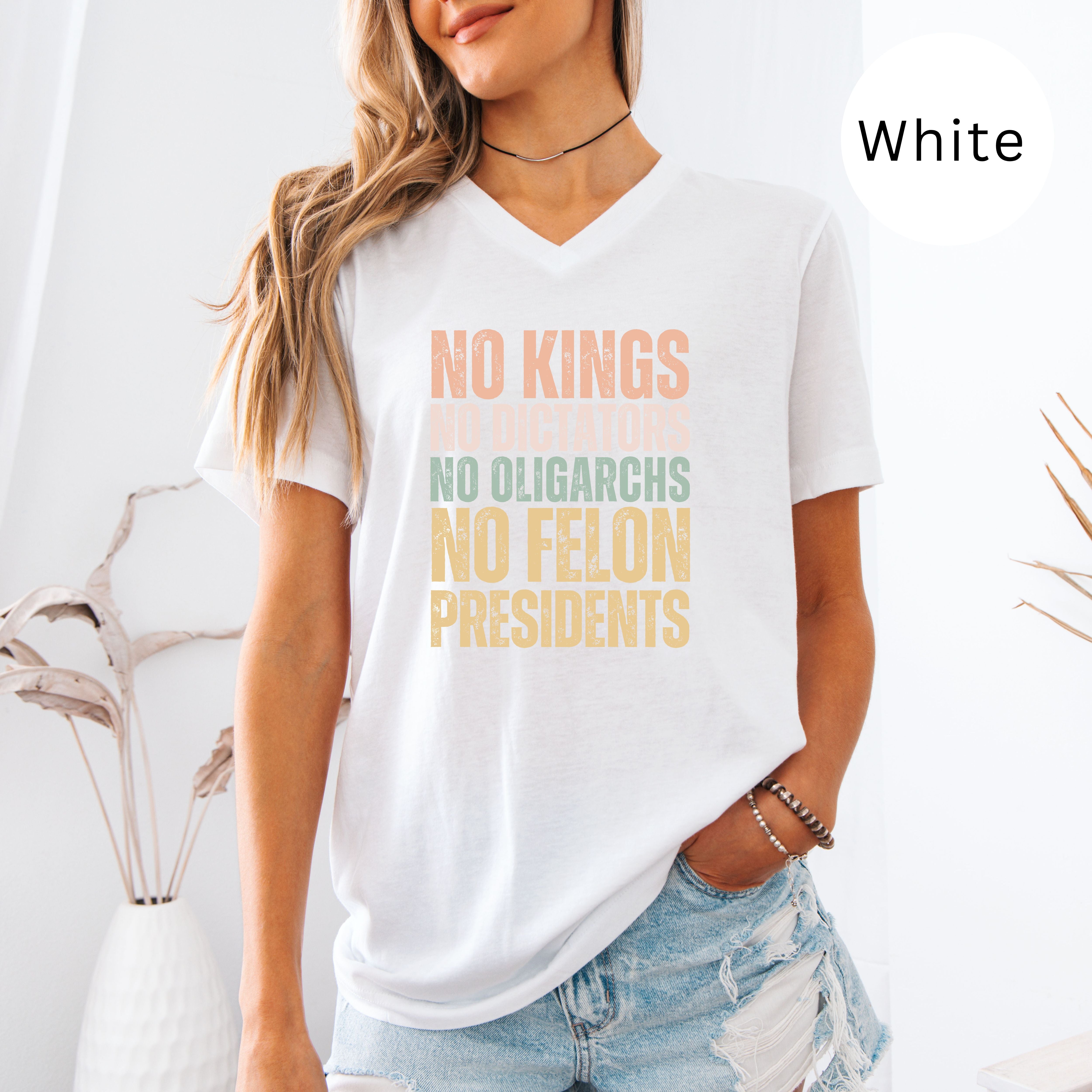 No Kings No Dictators Bella Canvas V-Neck Tee