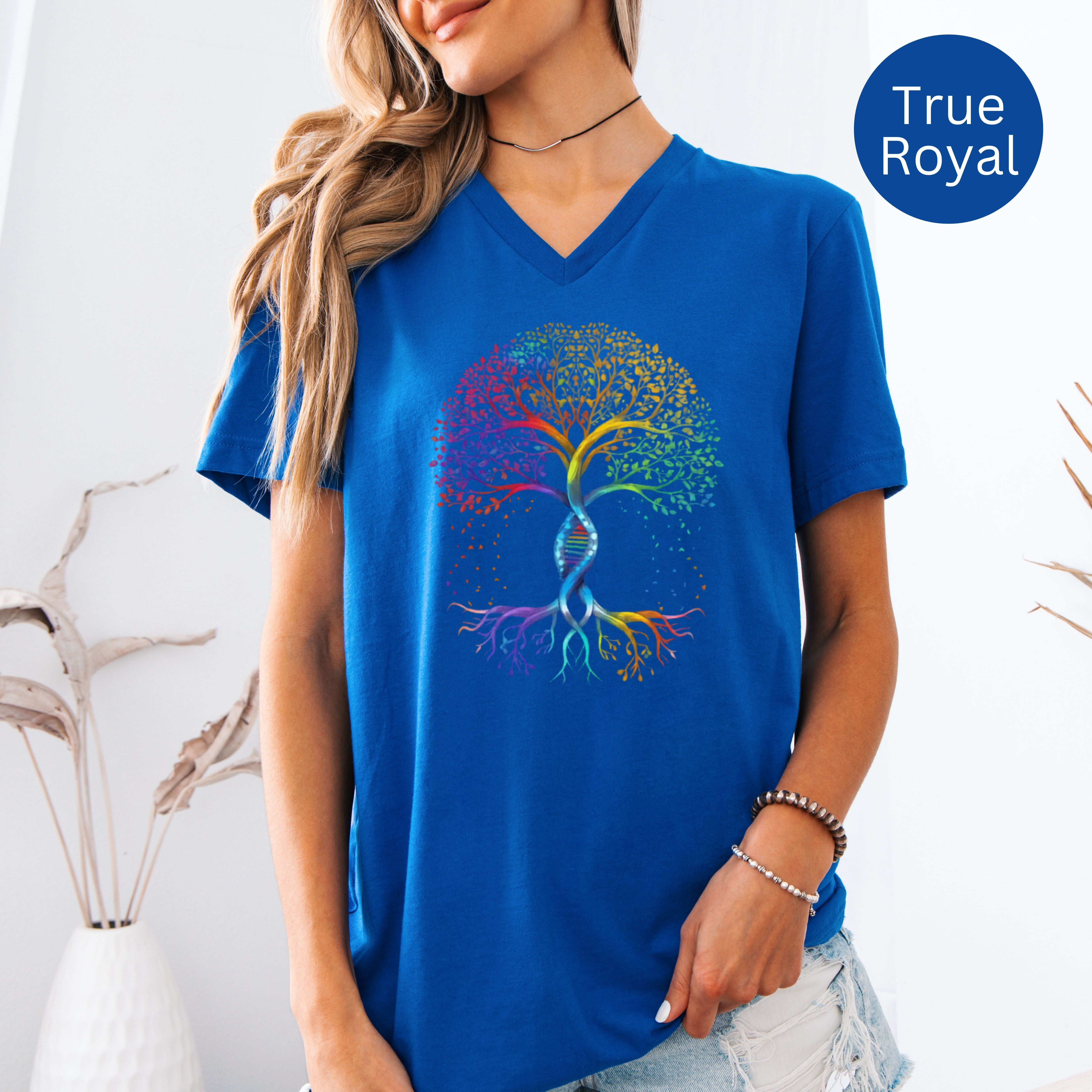 Pride Tree of Life Bella Canvas V-Neck Tee, Pride Tee Shirt, Gift For Pride Ally, LGBTQ Shirt