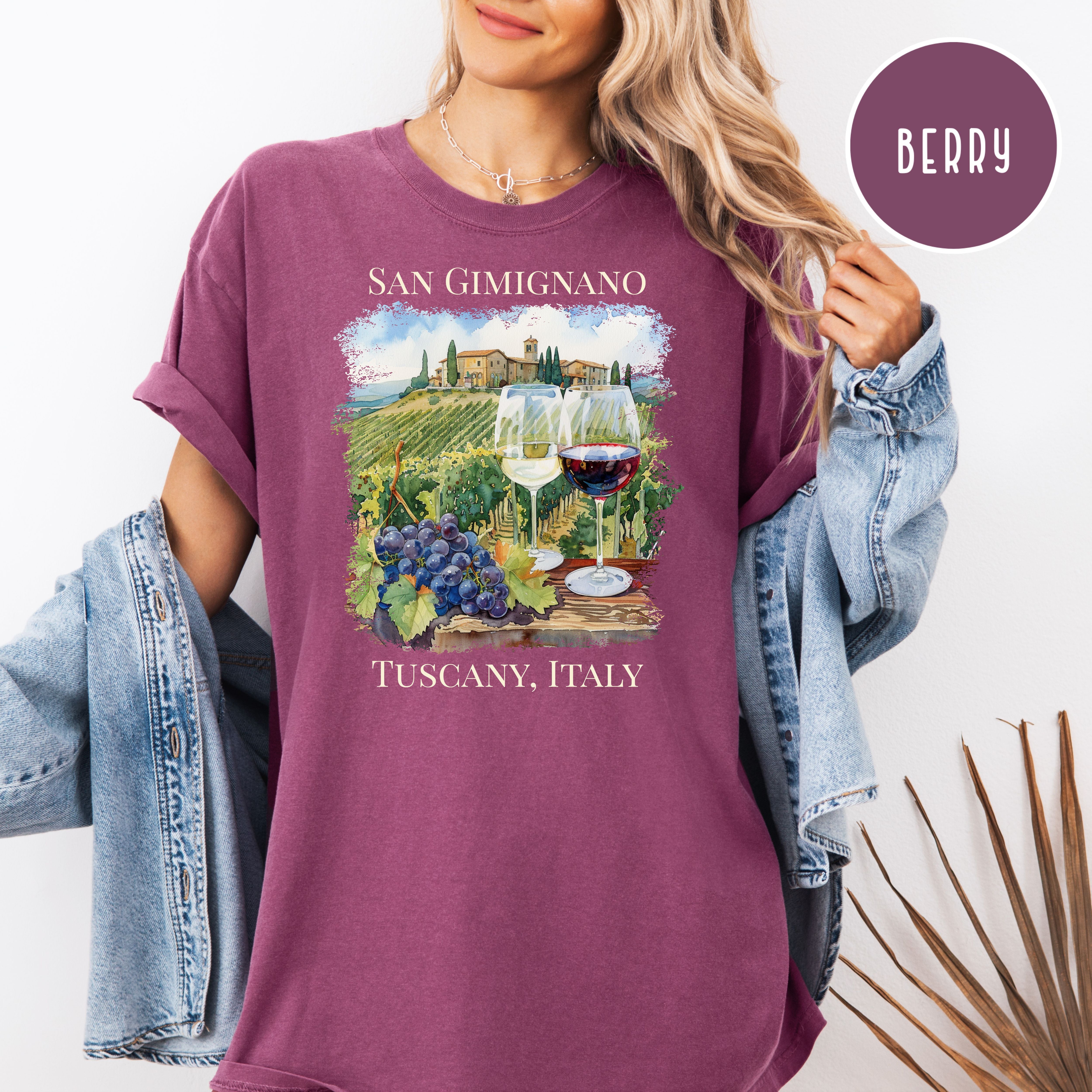 San Gimignano Tuscany Vineyard Italy Comfort Colors Vacation Gift Tee