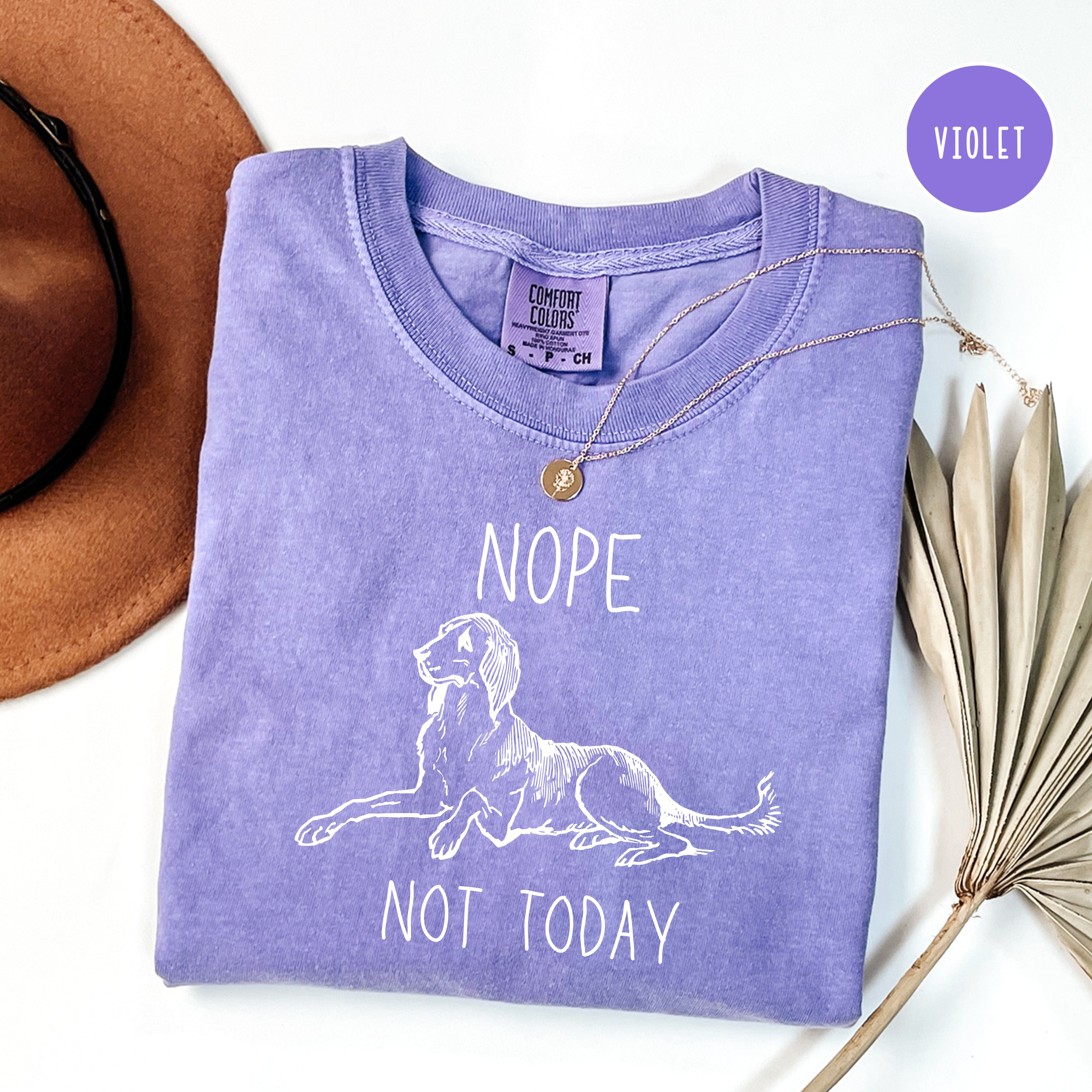 Nope Not Today Funny Dog Lover Unisex Comfort Colors T-Shirt, Dog Lover Gift Shirt, Funny Animal Lover Shirt