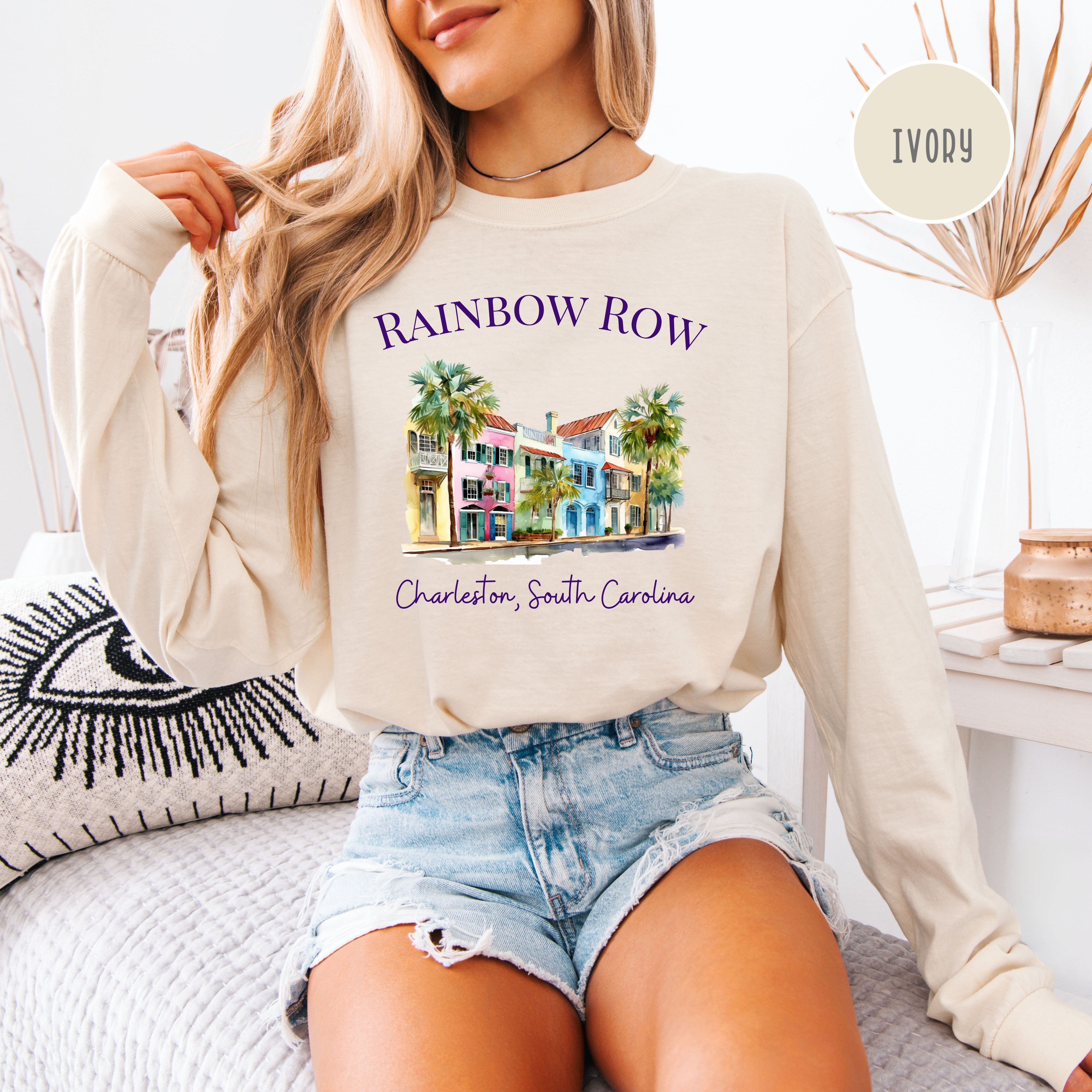 Rainbow Row Charleston South Carolina Long Sleeve Comfort Colors T-shirt