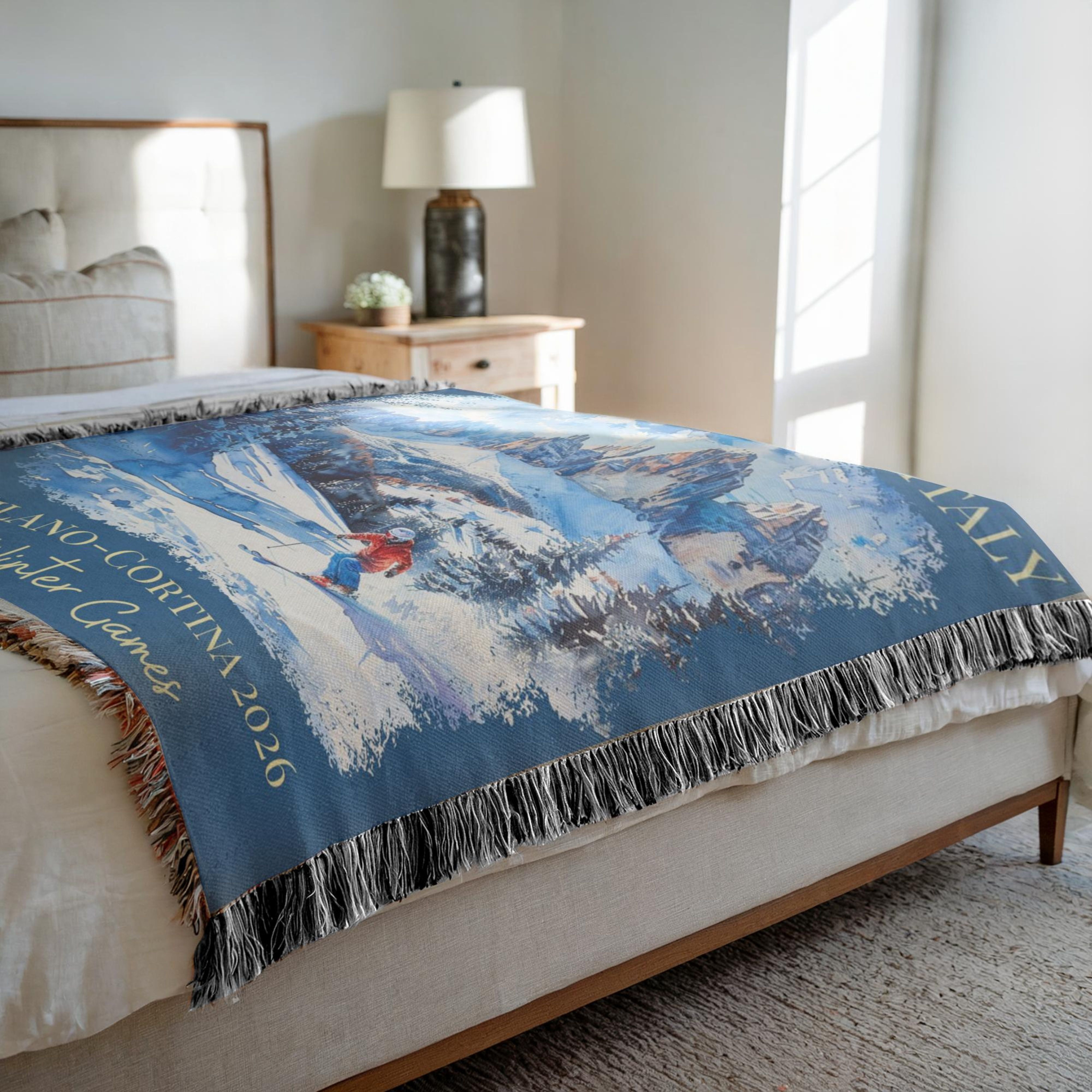 Milano Cortina Italy 2026 Winter Games Woven Throw Blanket