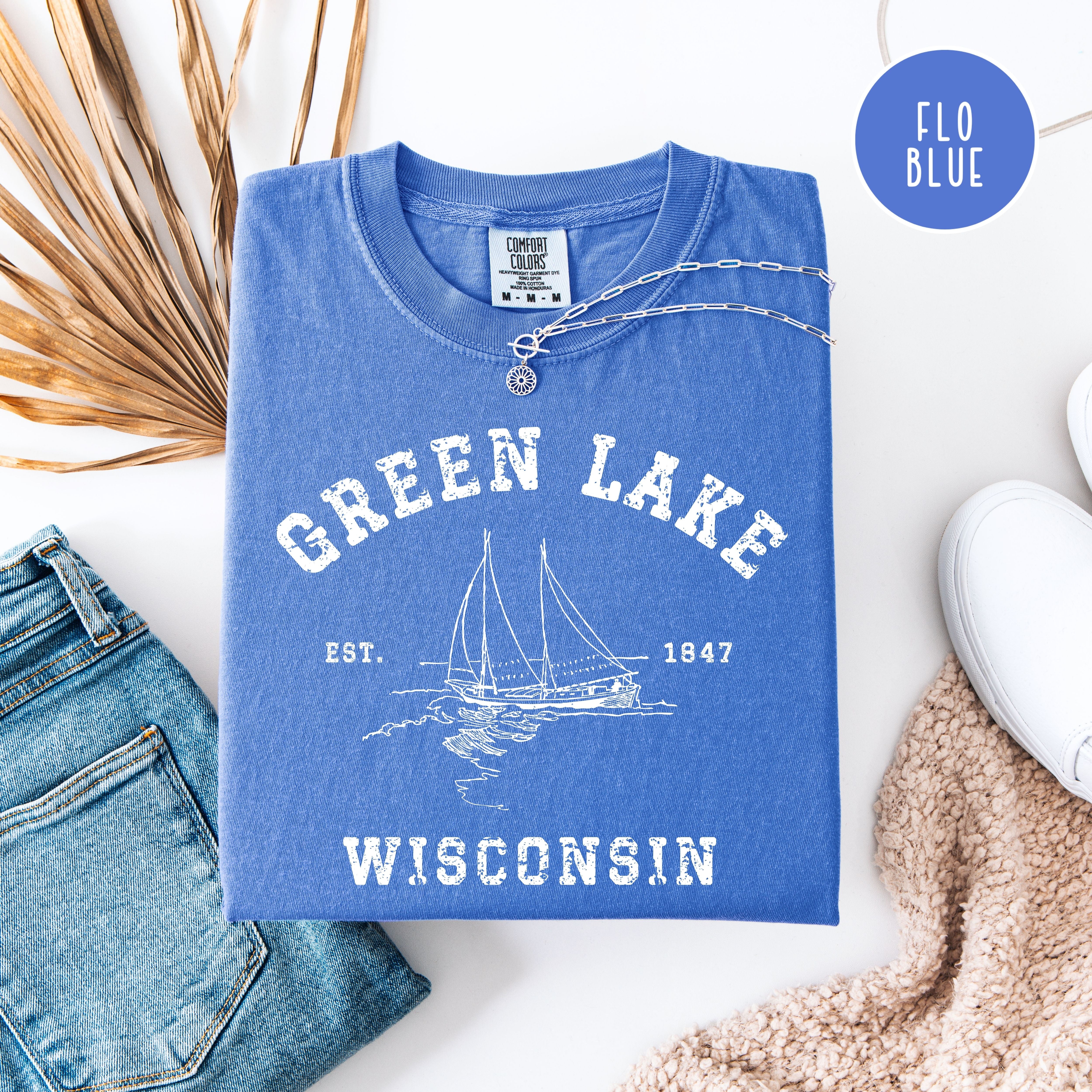 Green Lake Wisconsin Unisex Comfort Colors Camping T-Shirt, Green Lake Wisconsin Vacation Gift Shirt, Green Lake Tee, Wisconsin Tee Shirt