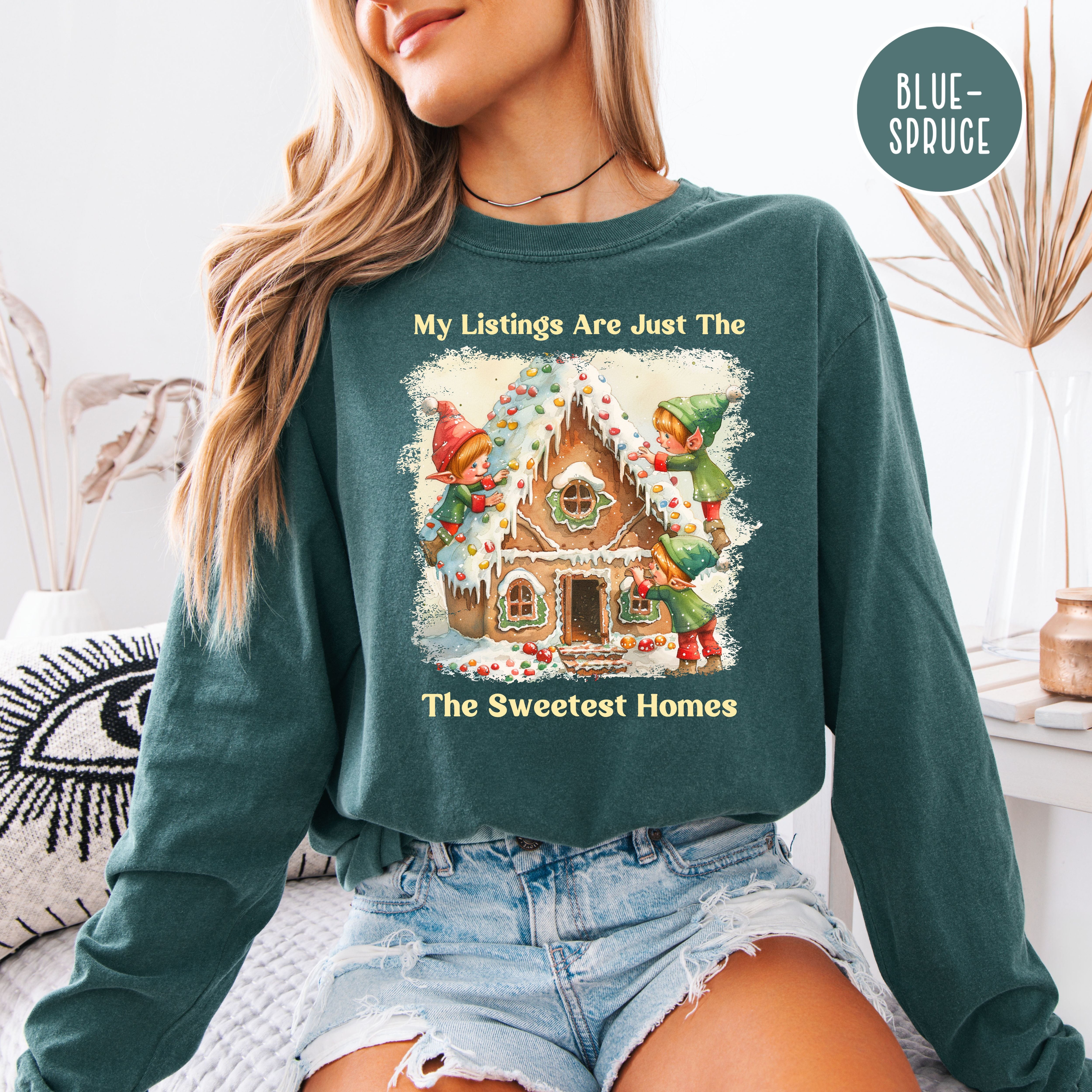 Funny Real Estate Agent Christmas Comfort Colors Unisex Long Sleeve Shirt