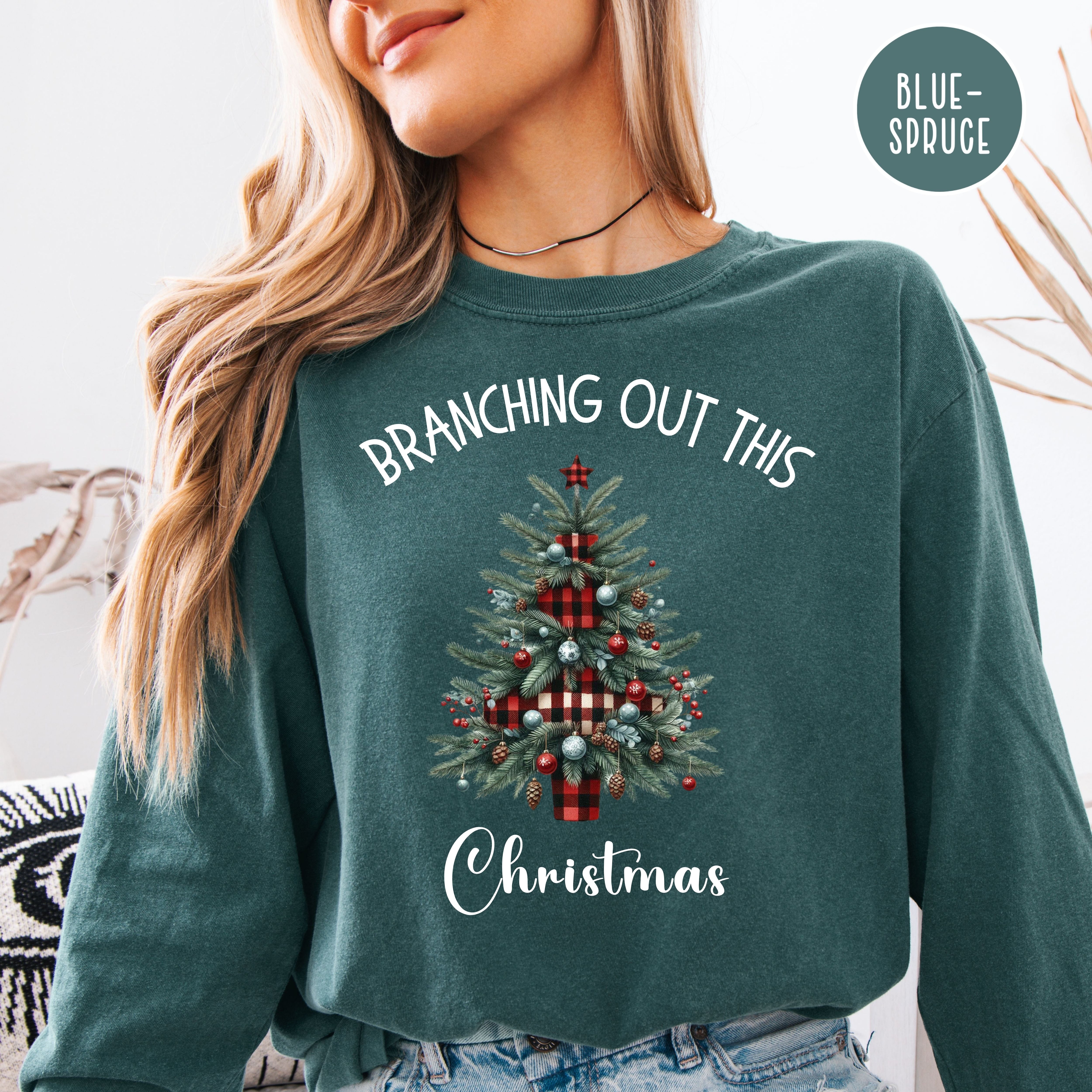 Branching Out This Christmas Funny Christmas Tree Comfort Colors® Long Sleeve Tee