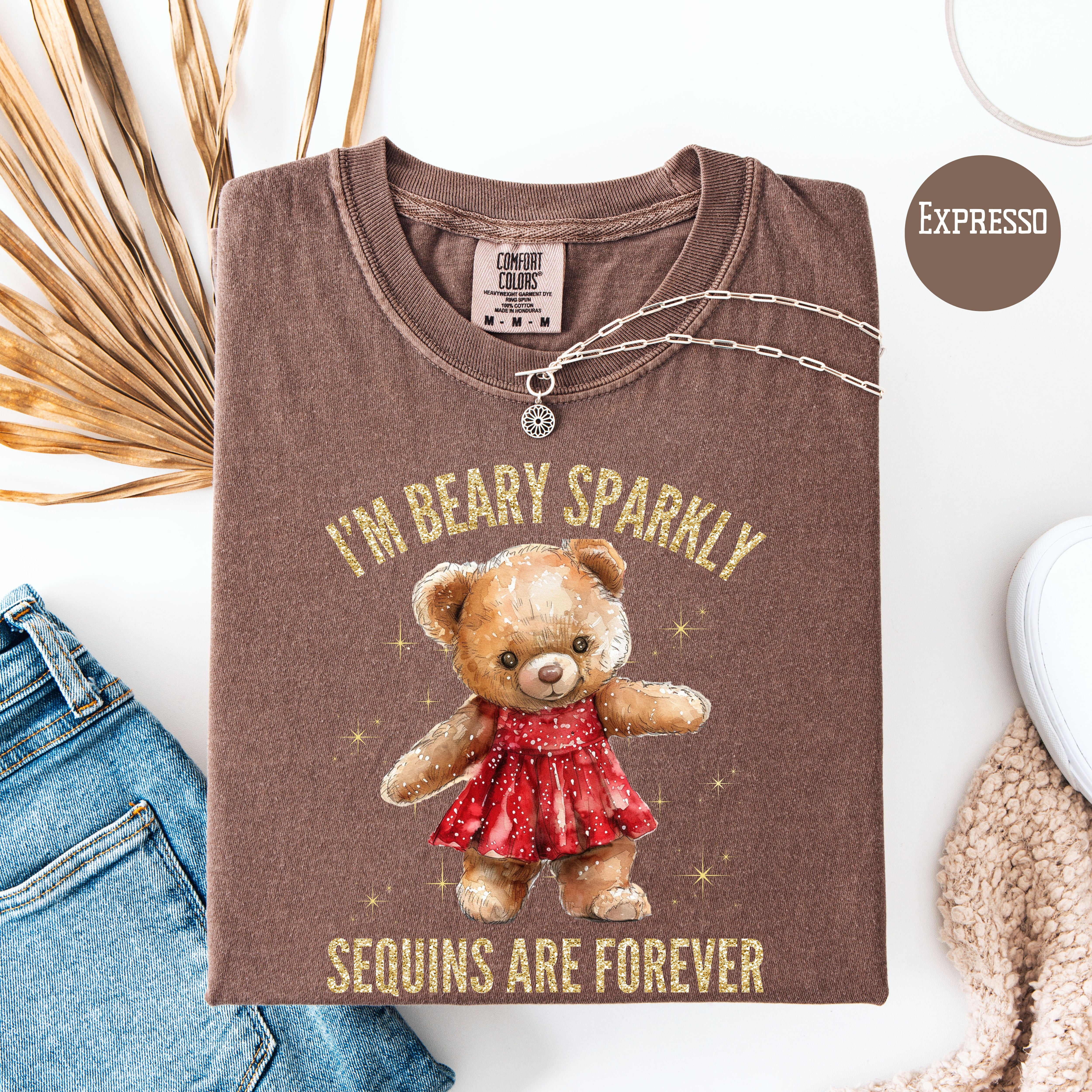 Beary Sparkly Swiftie Showgirl Comfort Colors Tee, Teddy Bear Lover Swiftie Fans Shirt