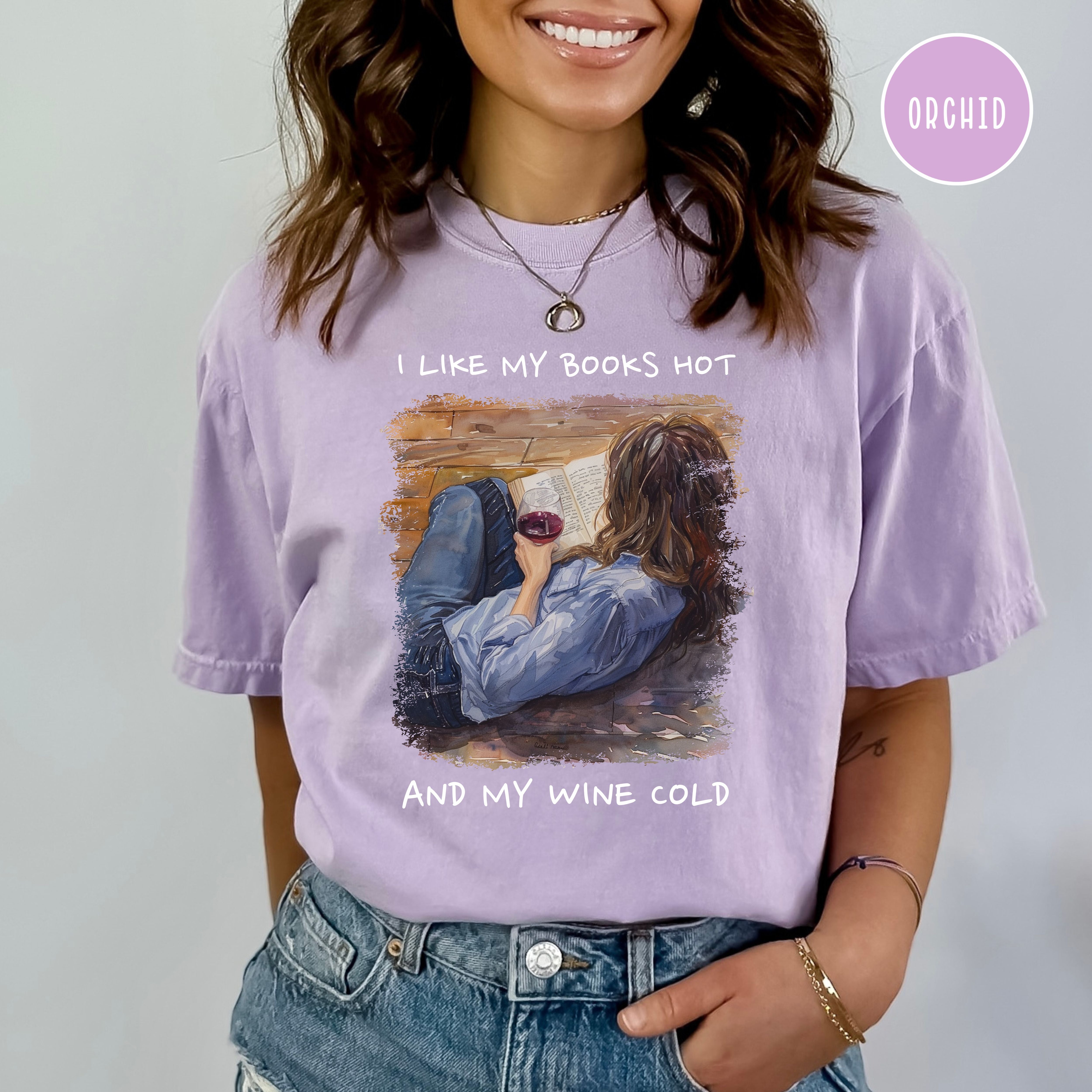 I Like My Books Hot and My Wine Cold Comfort Colors® Tee