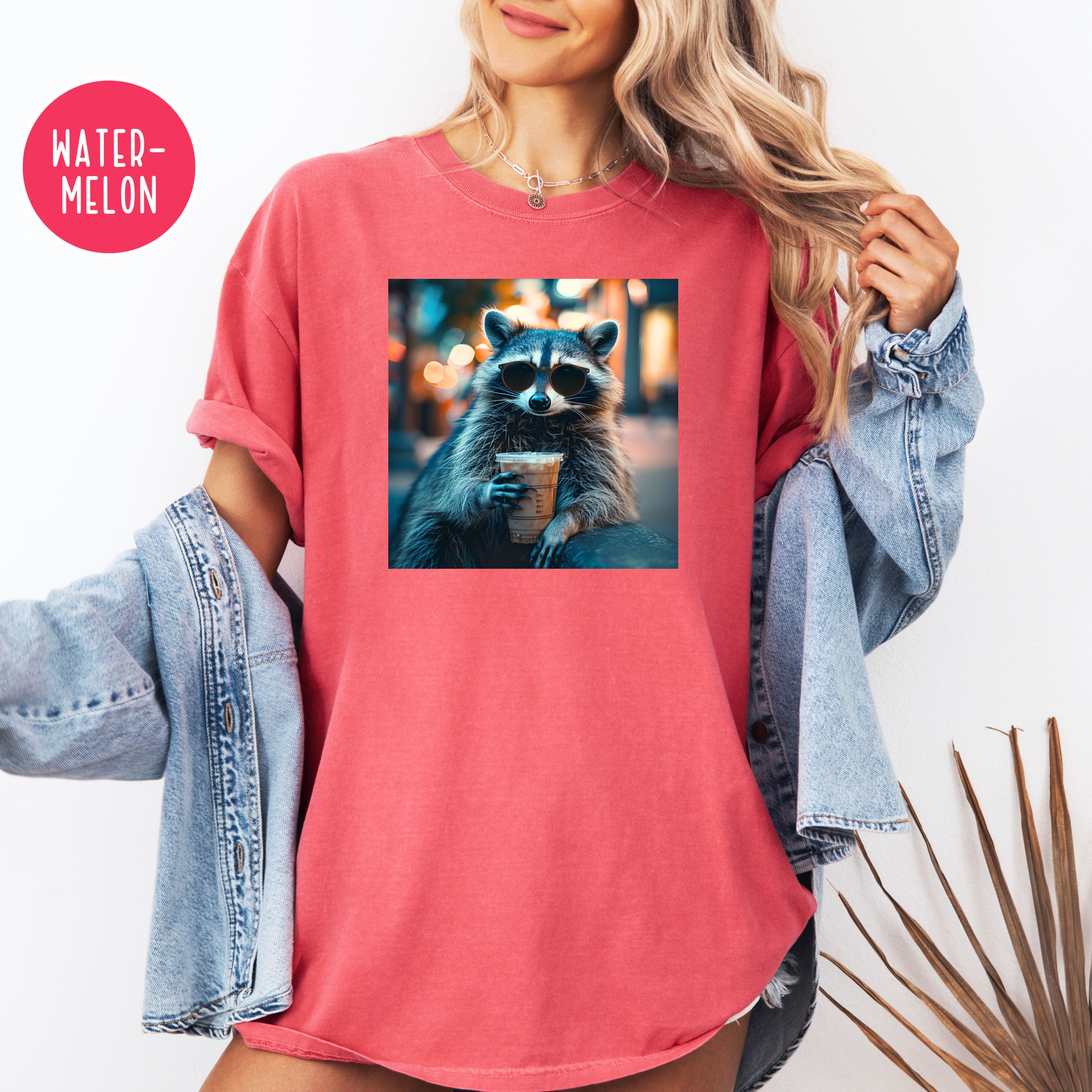 Raccoon Drinking Iced Coffee Comfort Colors Raccoon Lover T-Shirt, Cute Raccoon Shirt, Funny Raccoon Lover Shirt, Cool Dude Shirt