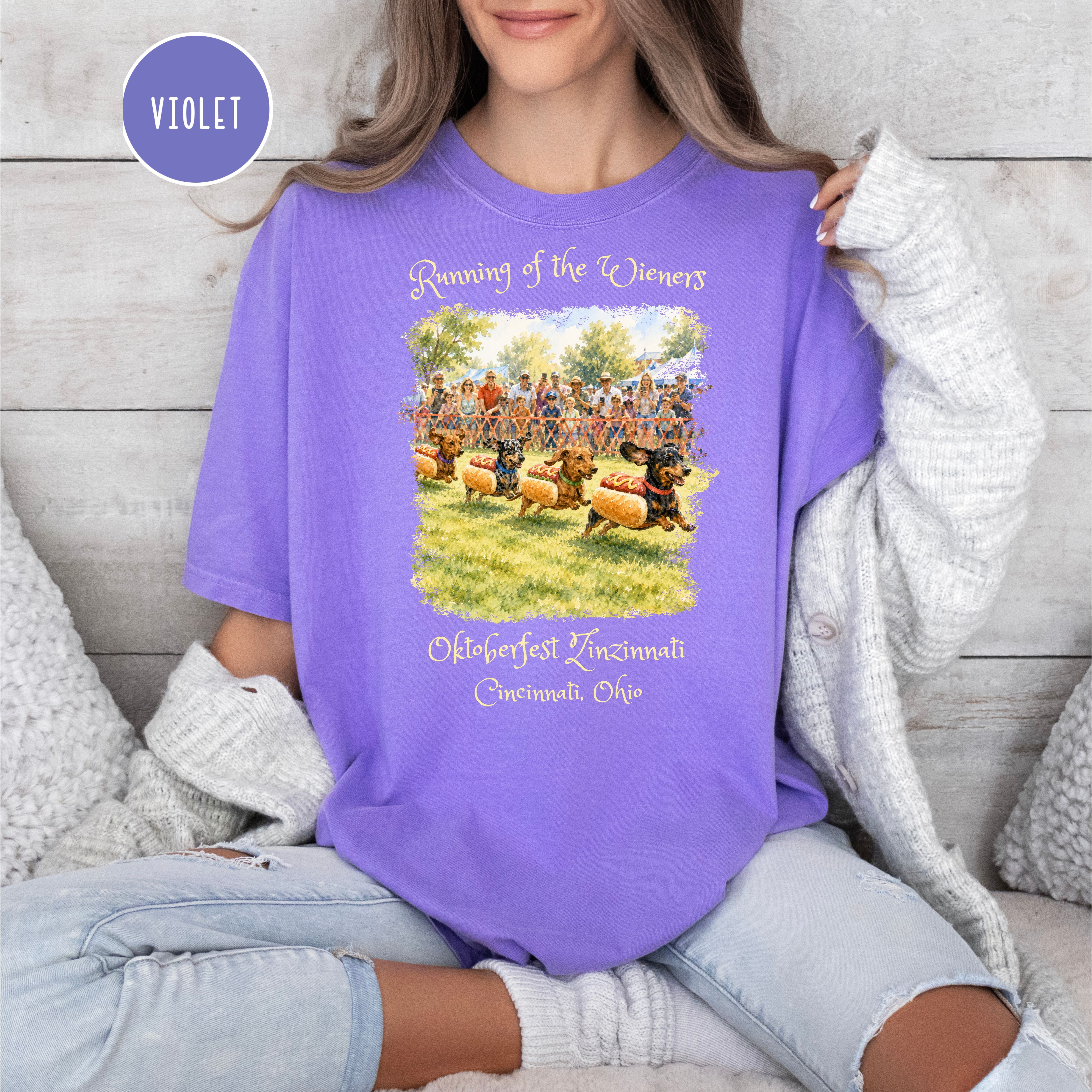Running of the Wiener Dogs Cincinnati Unisex Comfort Colors Oktoberfest TShirt, Ohio Vacation Gift, Ohio Octoberfest, Oktoberfest Zinzinnati