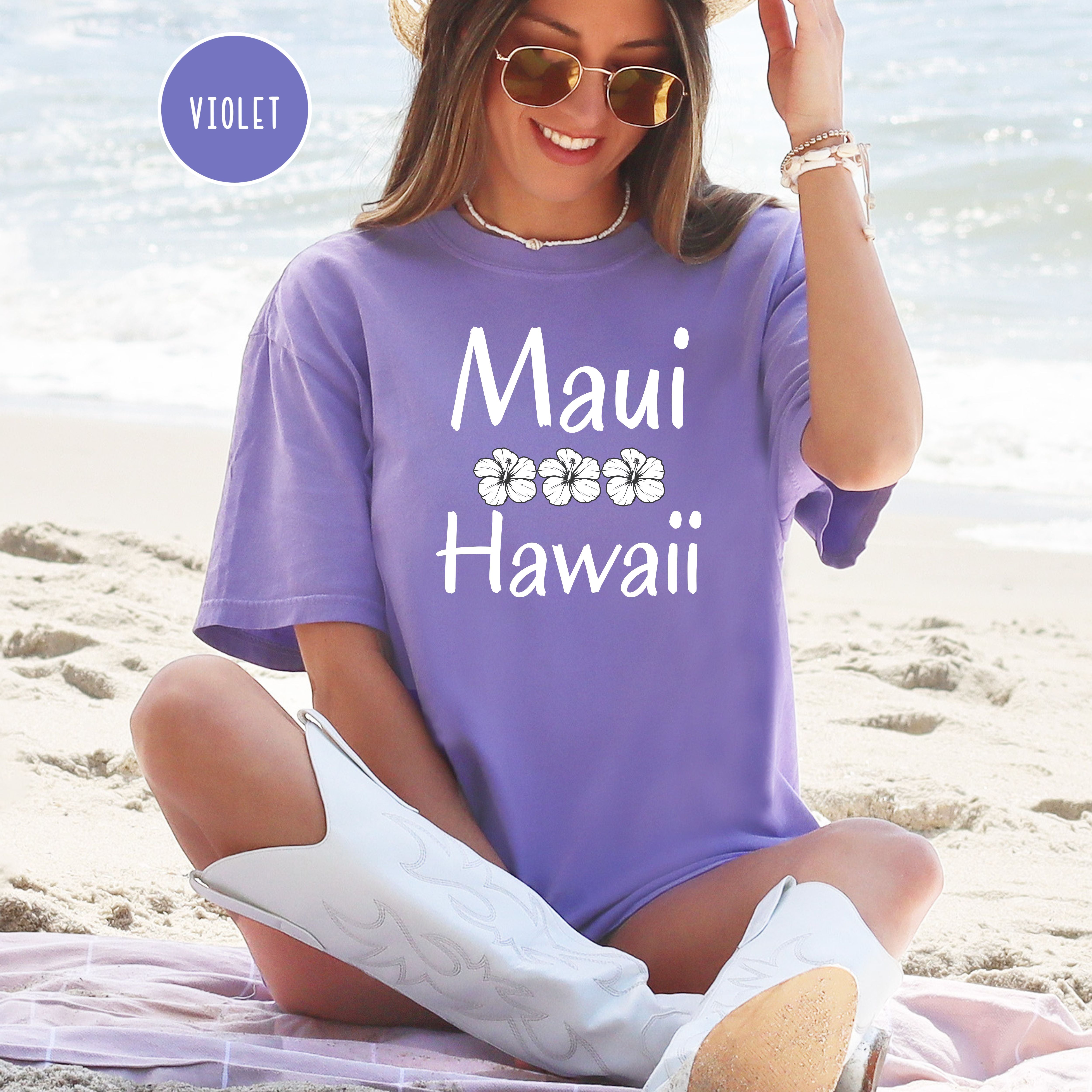 Maui Hawaii Hibiscus Flower Comfort Colors Tee