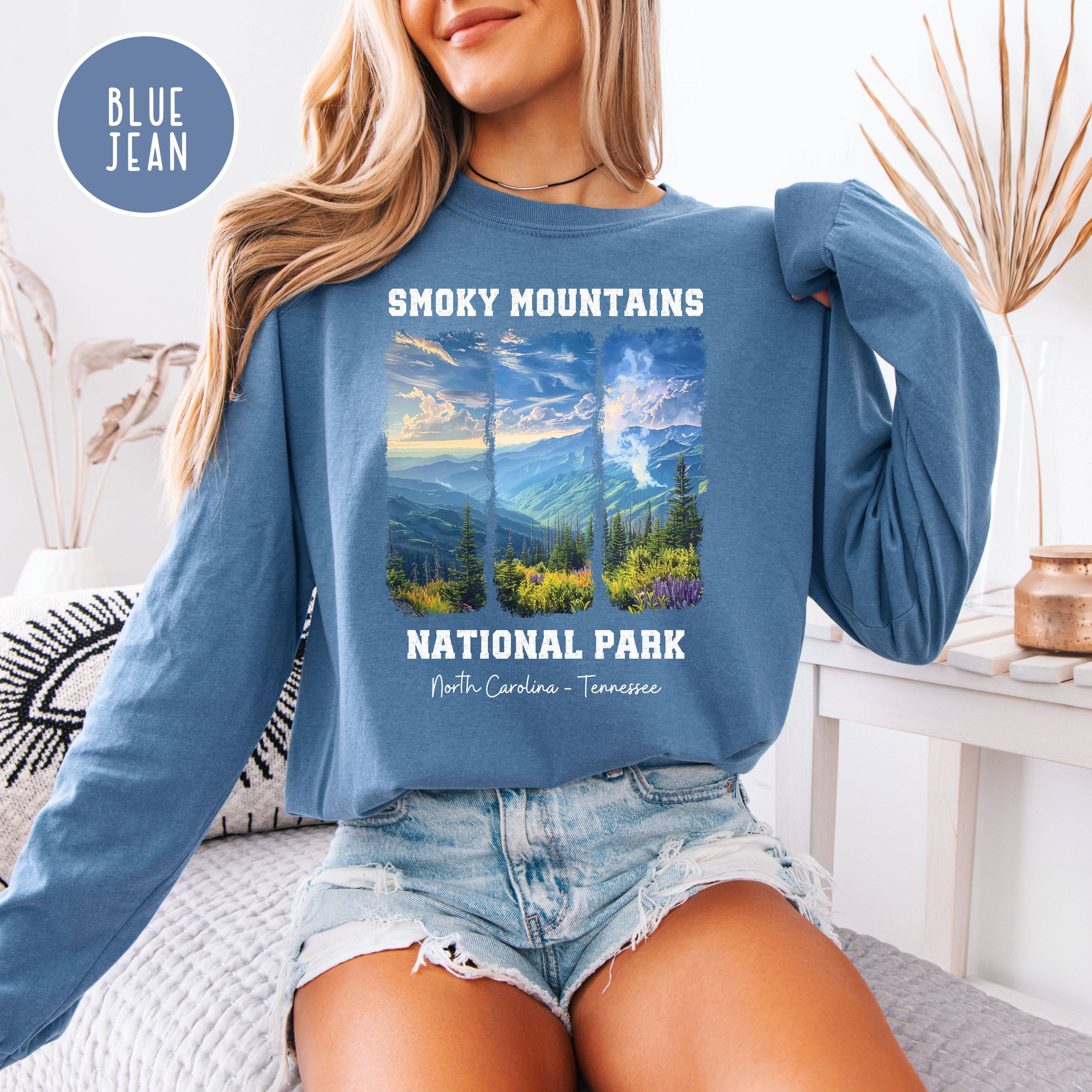 Smoky Mountains National Park Comfort Colors Long Sleeve Unisex Tee Shirt