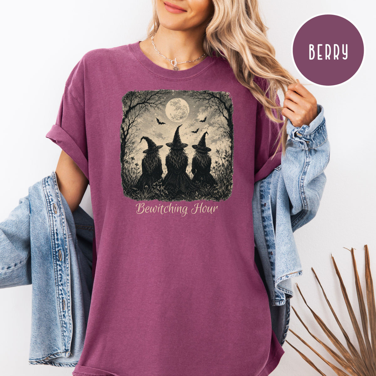 Bewitching Hour Halloween Comfort Colors T-Shirt, Witches in Moonlight Halloween Tee, Halloween Gift, Halloween Party Shirt, Witches Shirt