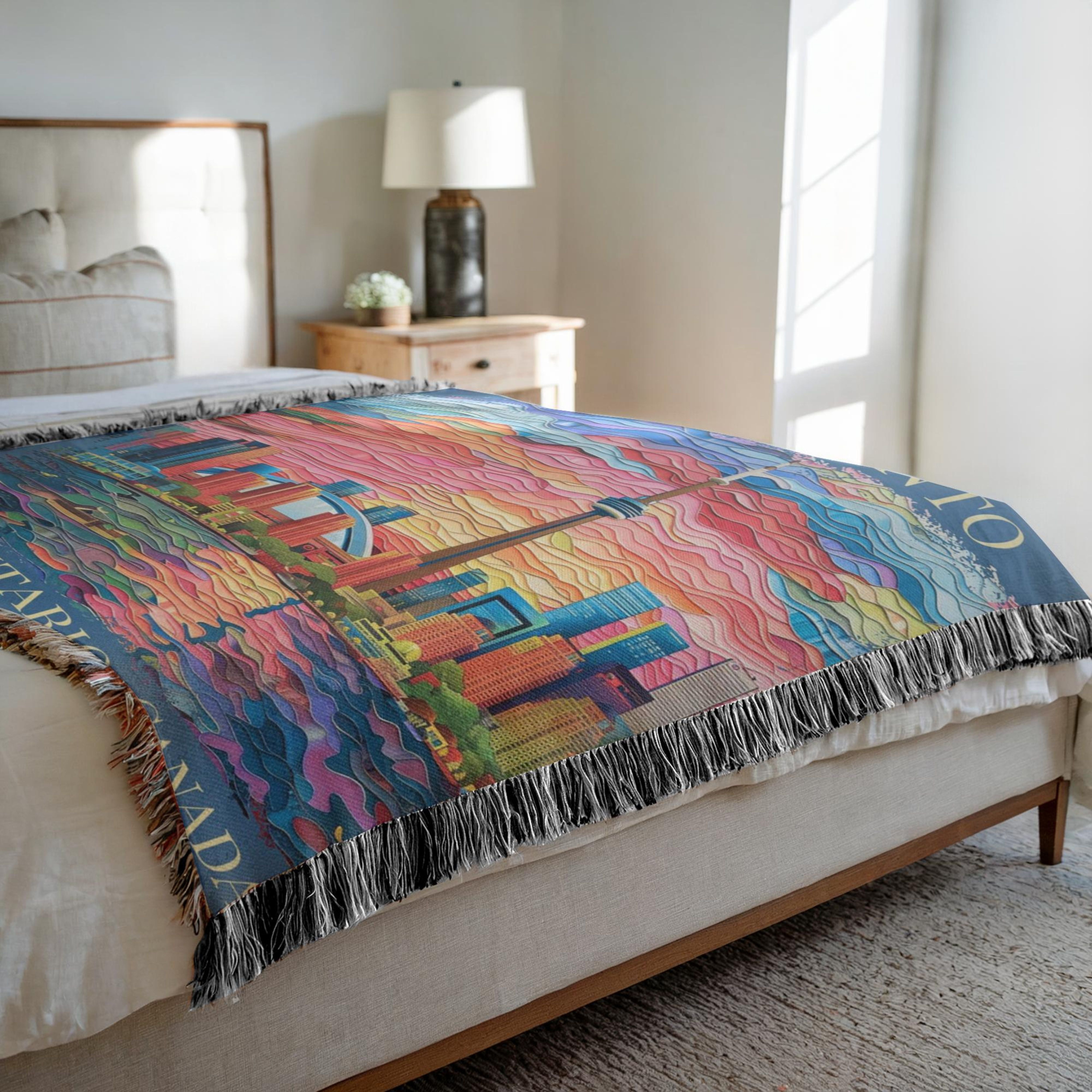 Toronto Ontario Canada Woven Throw Blanket