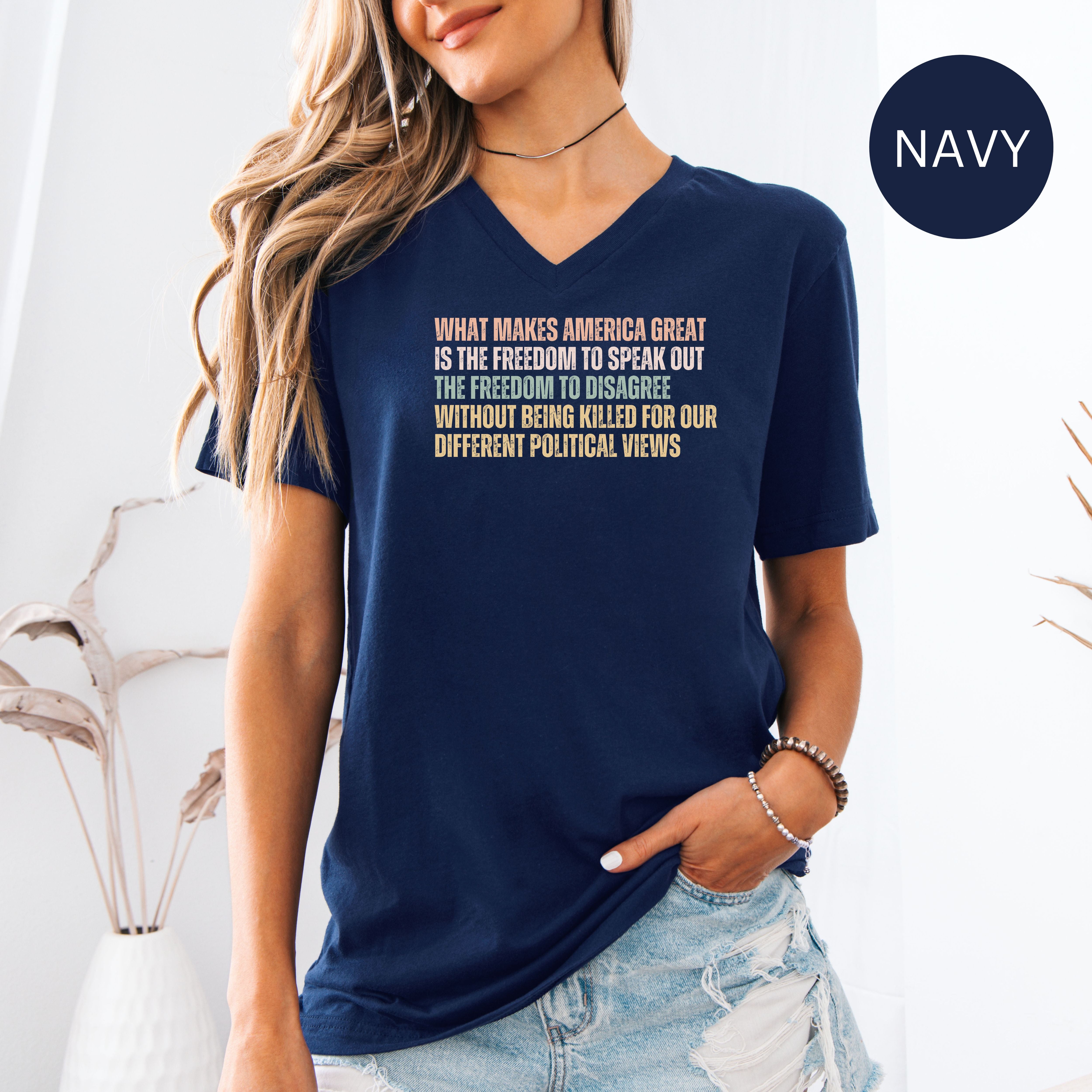 Freedom To Disagree Bella Canvas V-Neck Tee, Protest Tee Shirt