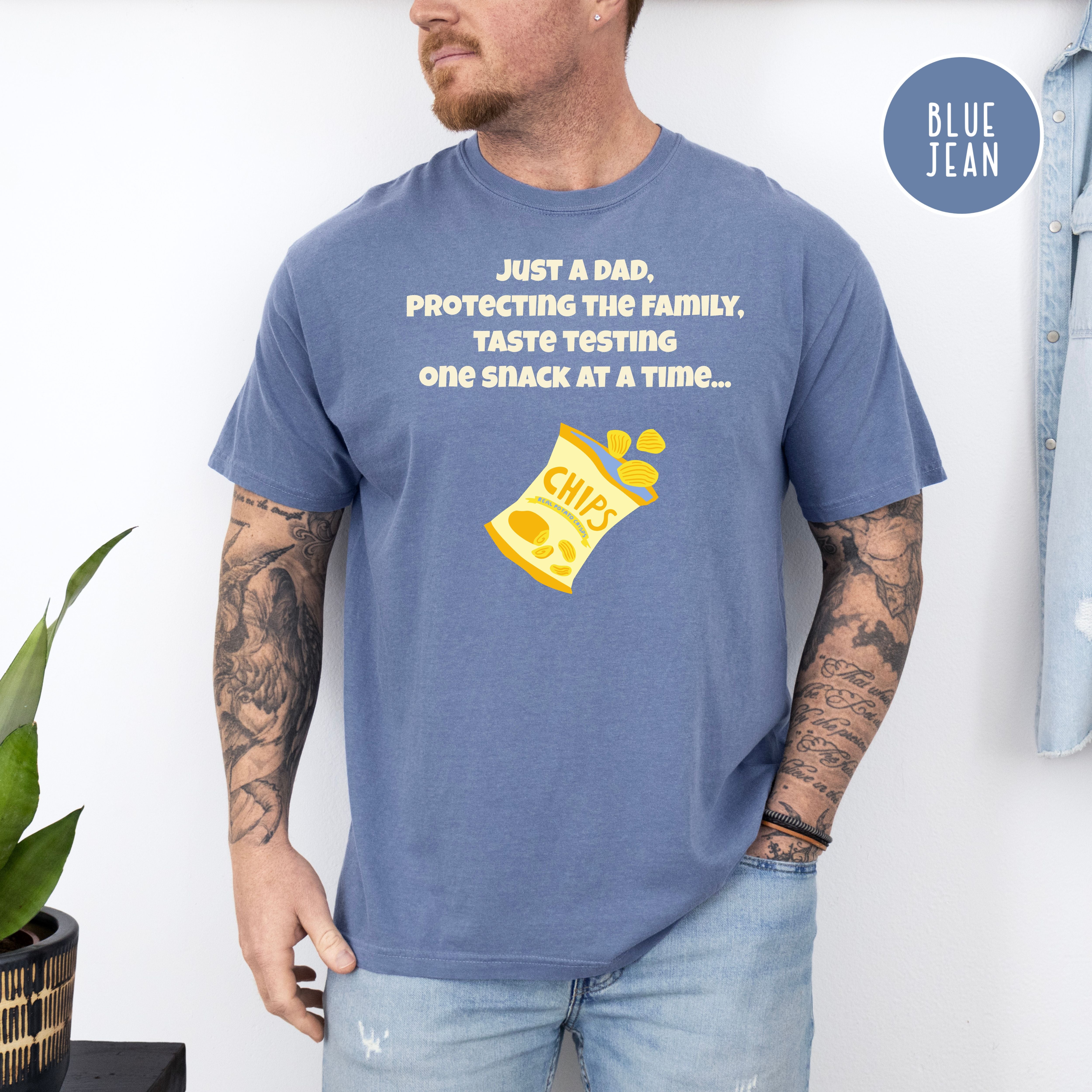 Funny Dad Comfort Colors Gift Shirt, Dad Who Loves Snacks Shirt, Father's Day Gift Shirt, Gift for Dad, Protecting The Family Dad Joke
