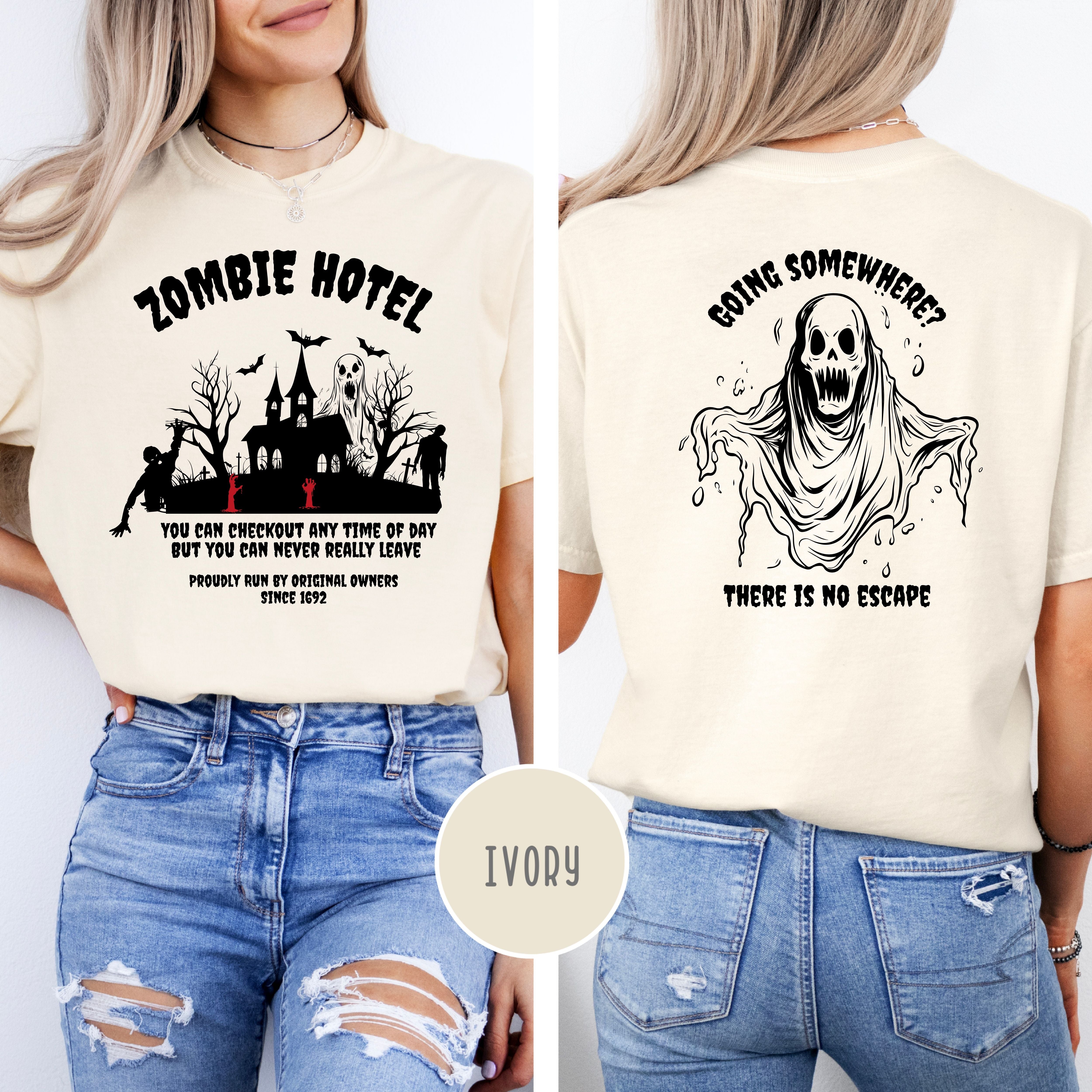 Zombie Halloween Comfort Colors® Tee Design on Front and Back