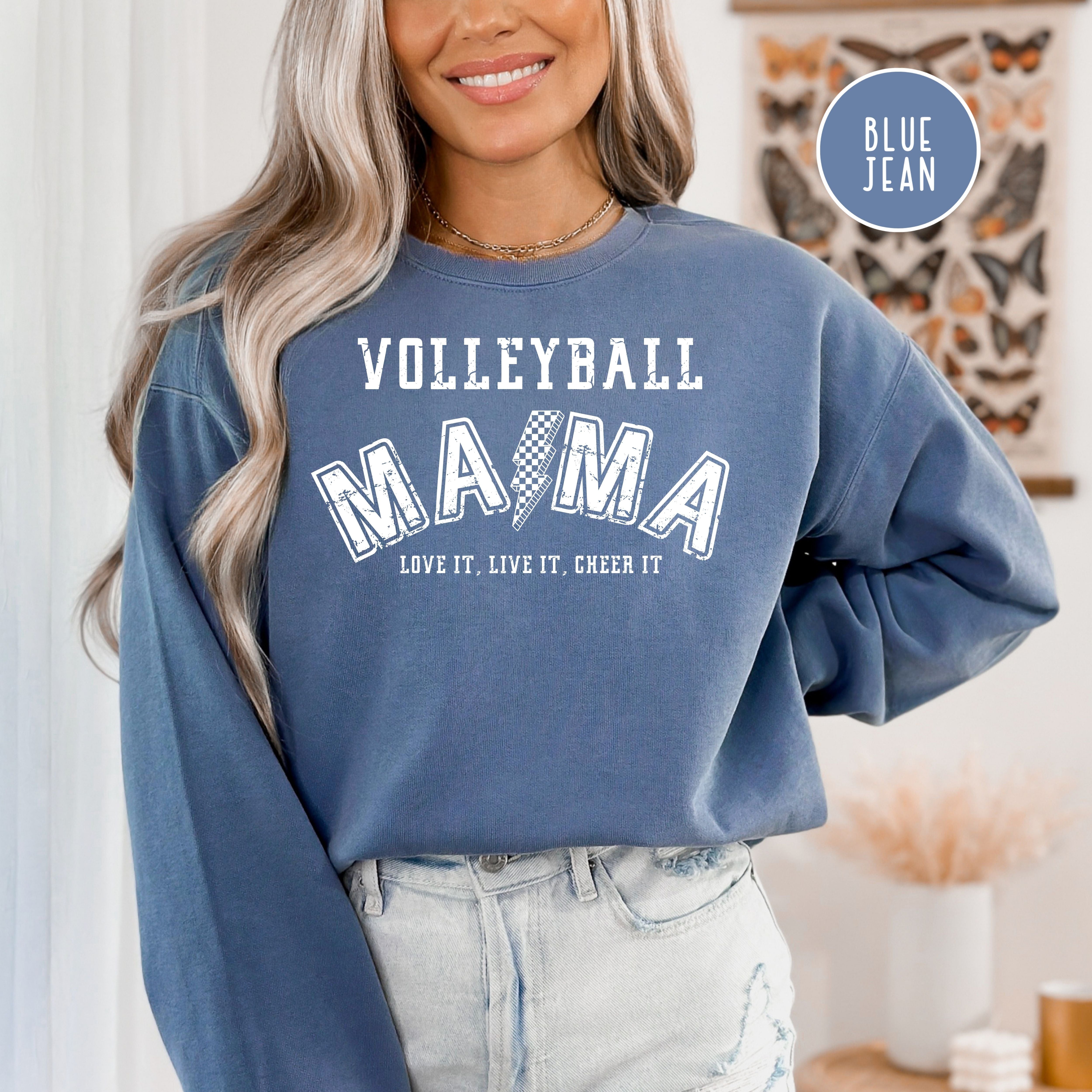 Volleyball Mama Grunge Style Comfort Colors® Sweatshirt