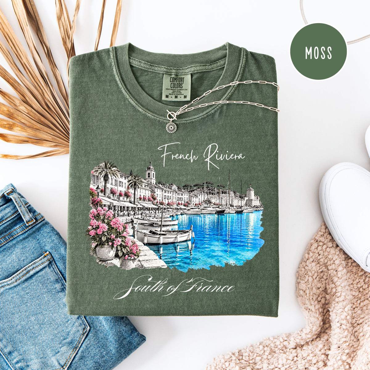 French Riviera Comfort Colors T-Shirt, South of France Vacation Gift Shirt, Mediterranean Coast Shirt, Cote d'Azur Gift, France Travel Shirt