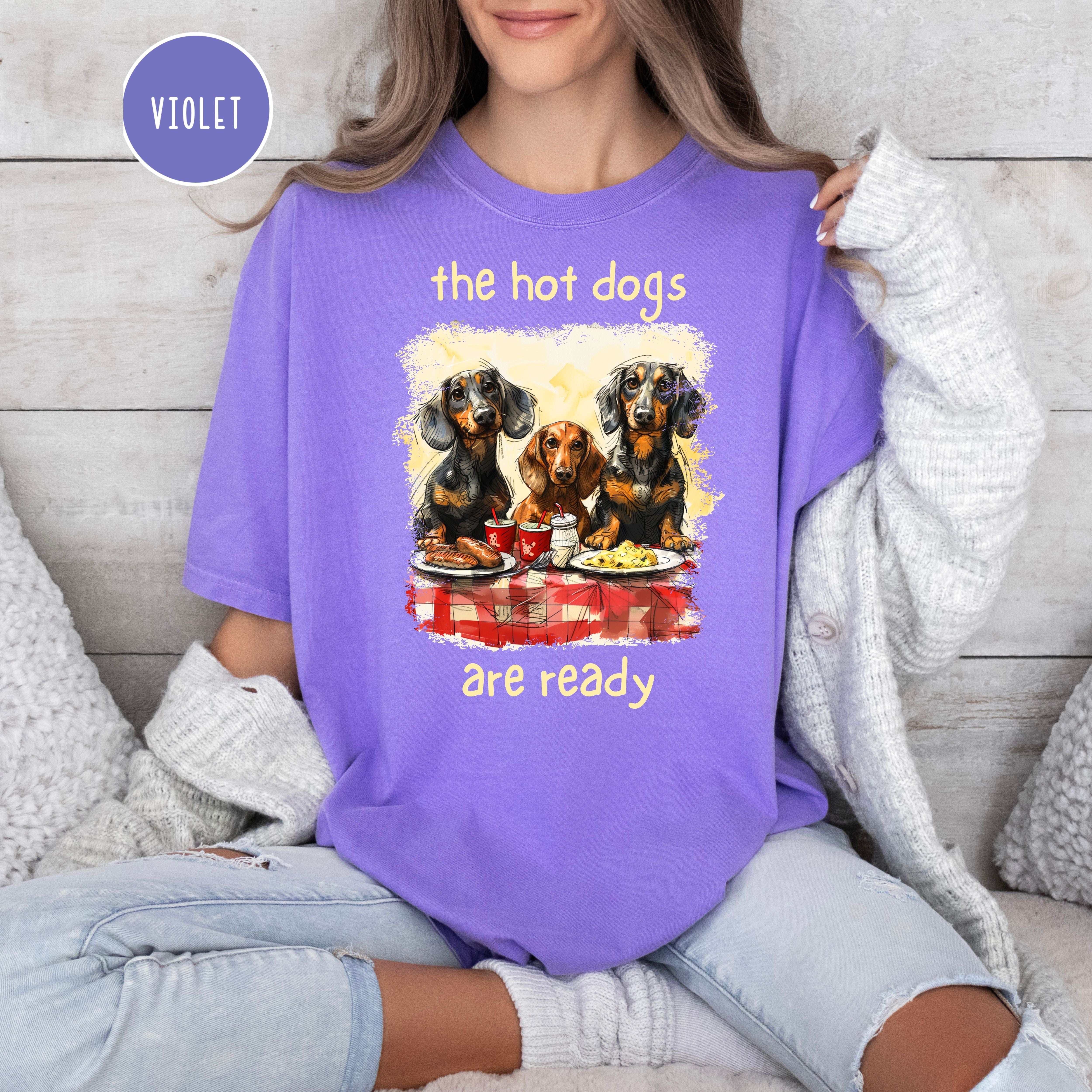 Funny Wiener Dog Lover Comfort Colors T-Shirt, Dachshund Mama Gift Tee, BBQ Summer Picnic Tee, Dog Lover Gift, Sausage Dog Humor, Doxie Mom