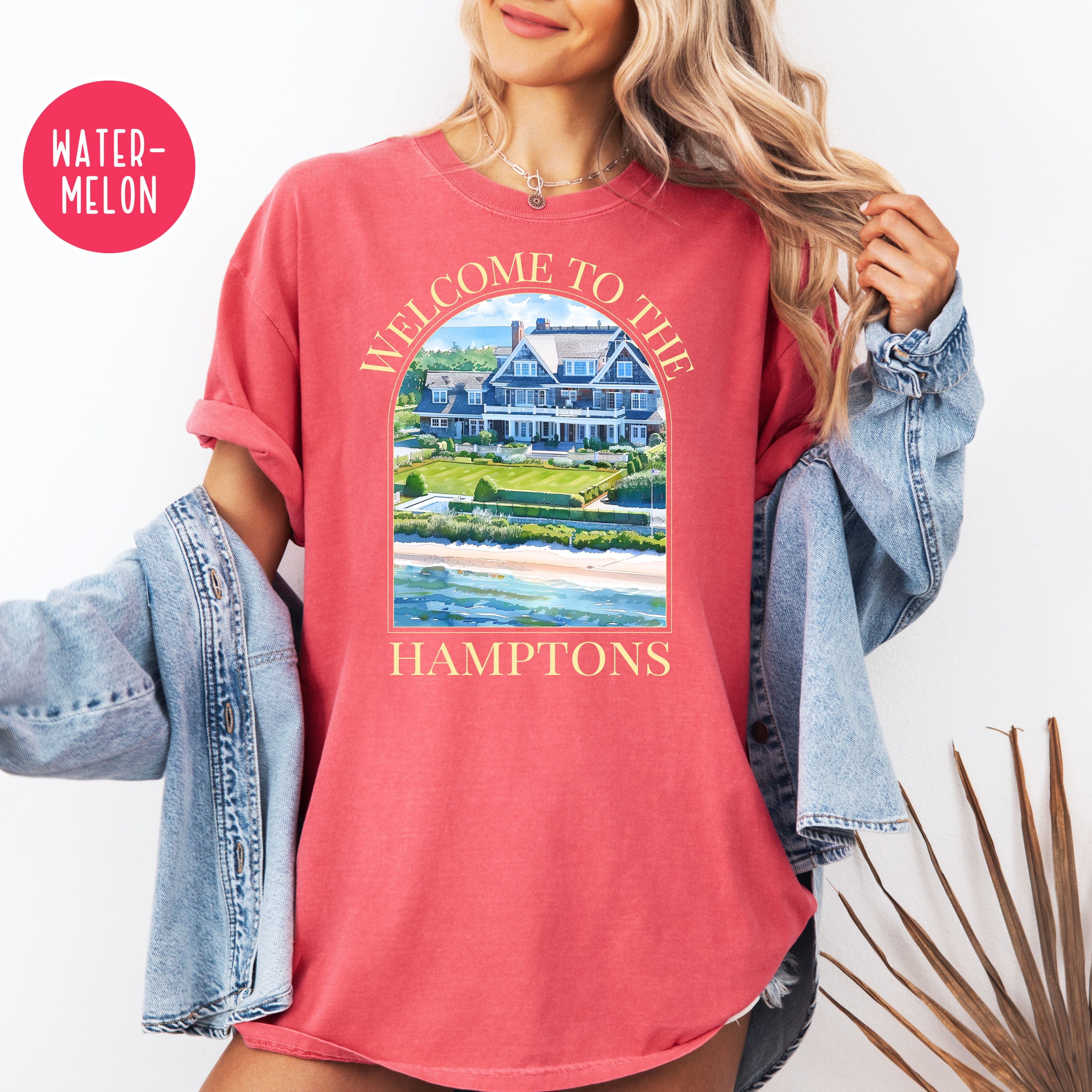 Hamptons Watercolor Coastal Home Comfort Colors Adult Unisex Gift Tee Shirt