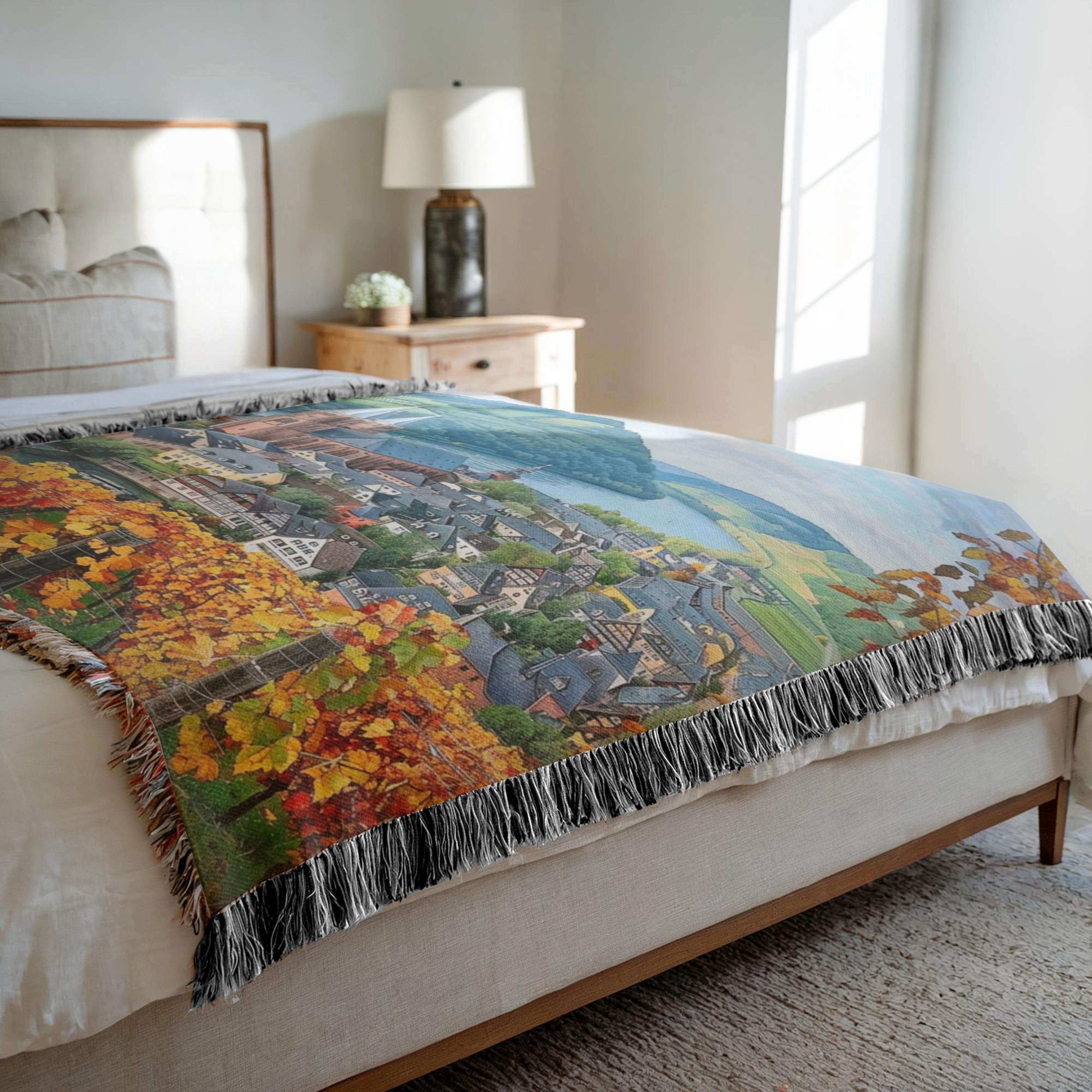 Germany Rhine River Woven Blanket, Germany Vacation Gift