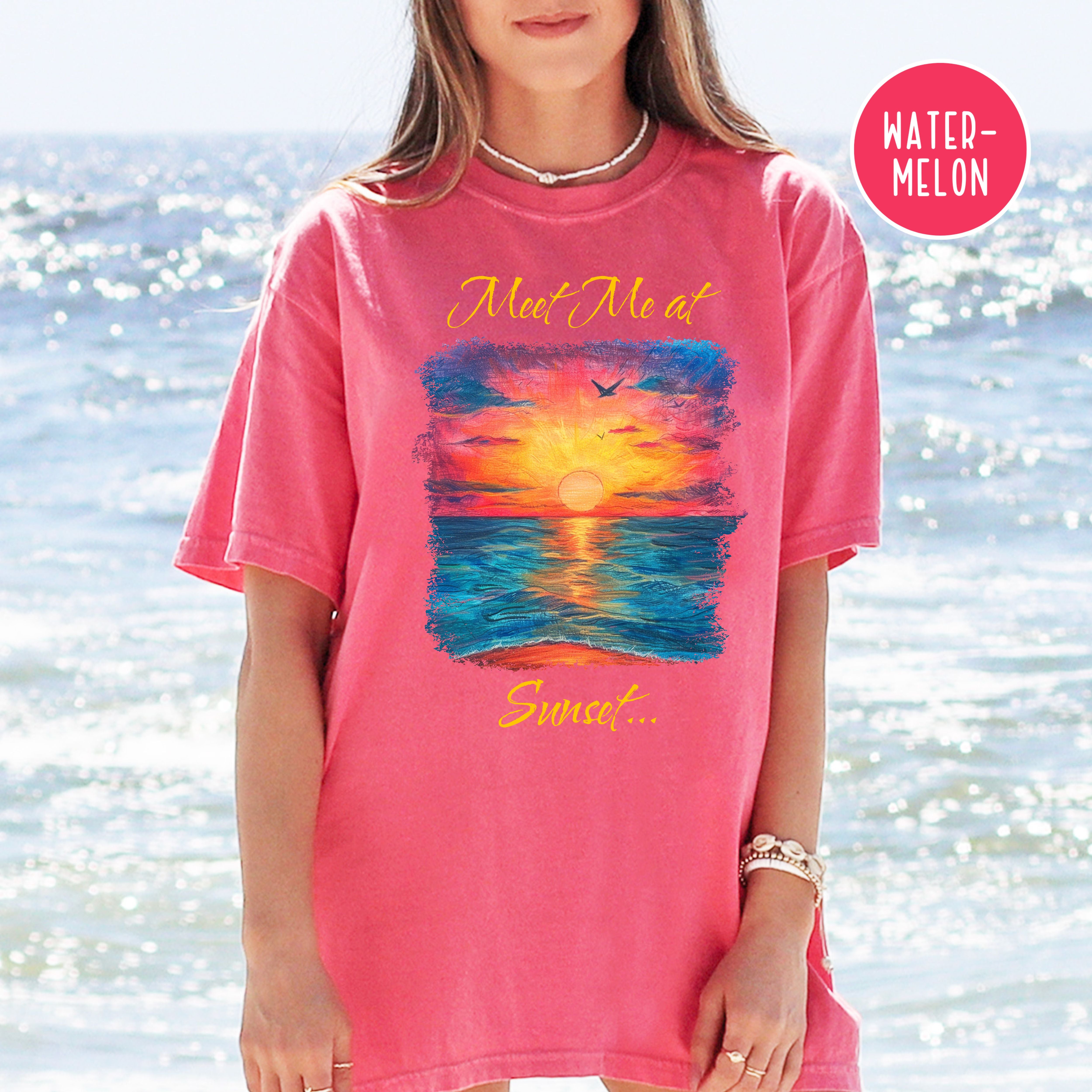 Meet Me At Sunset Comfort Colors Sunset Shirt, Sunset Over Ocean Painting, Chasing Sunsets, Sunset Lover Shirt, Art Lover Tee