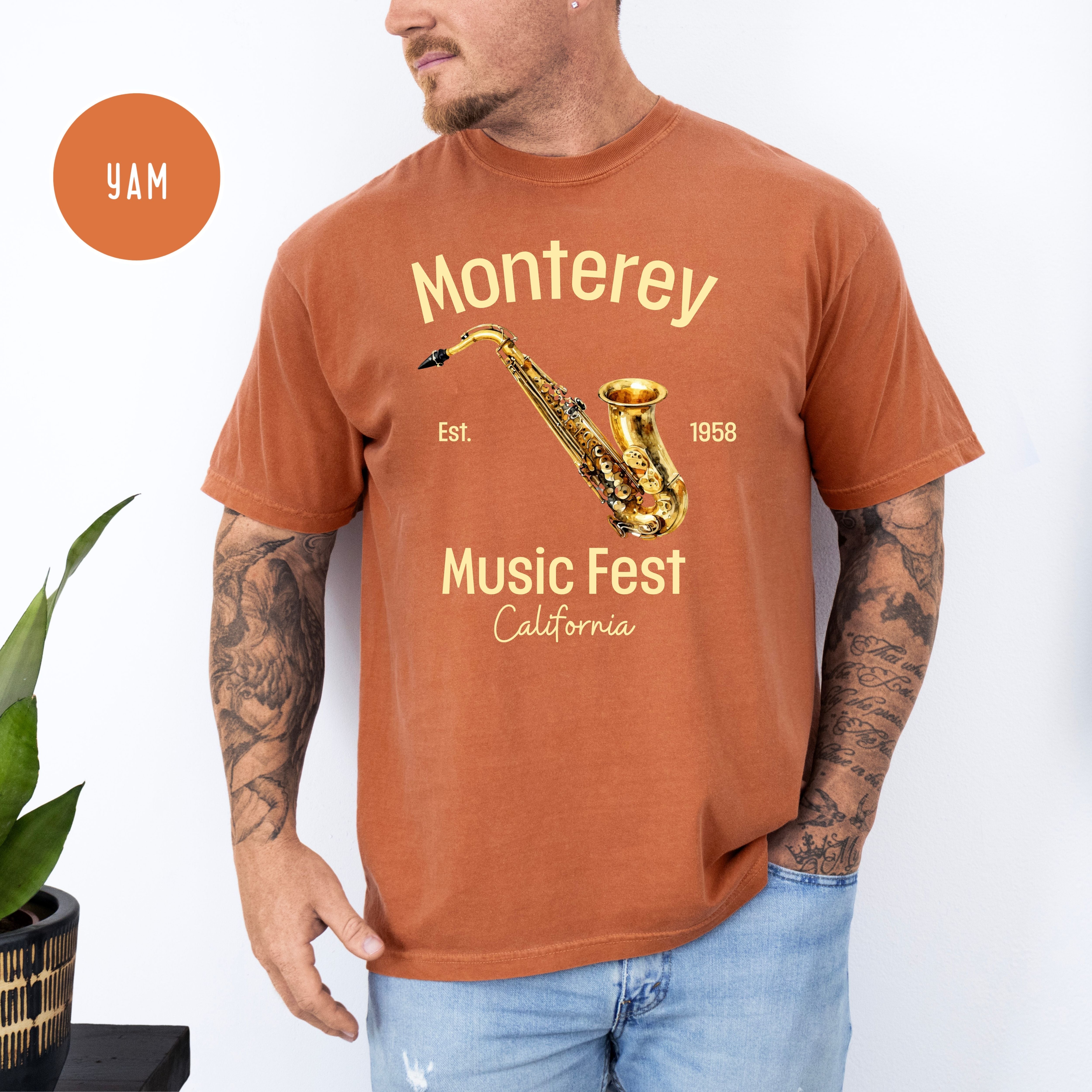 Monterey California Music Fest Unisex Comfort Colors T-Shirt, Saxophone Player Shirt, Music Lover Gift, Monterey Vacation Gift Shirt