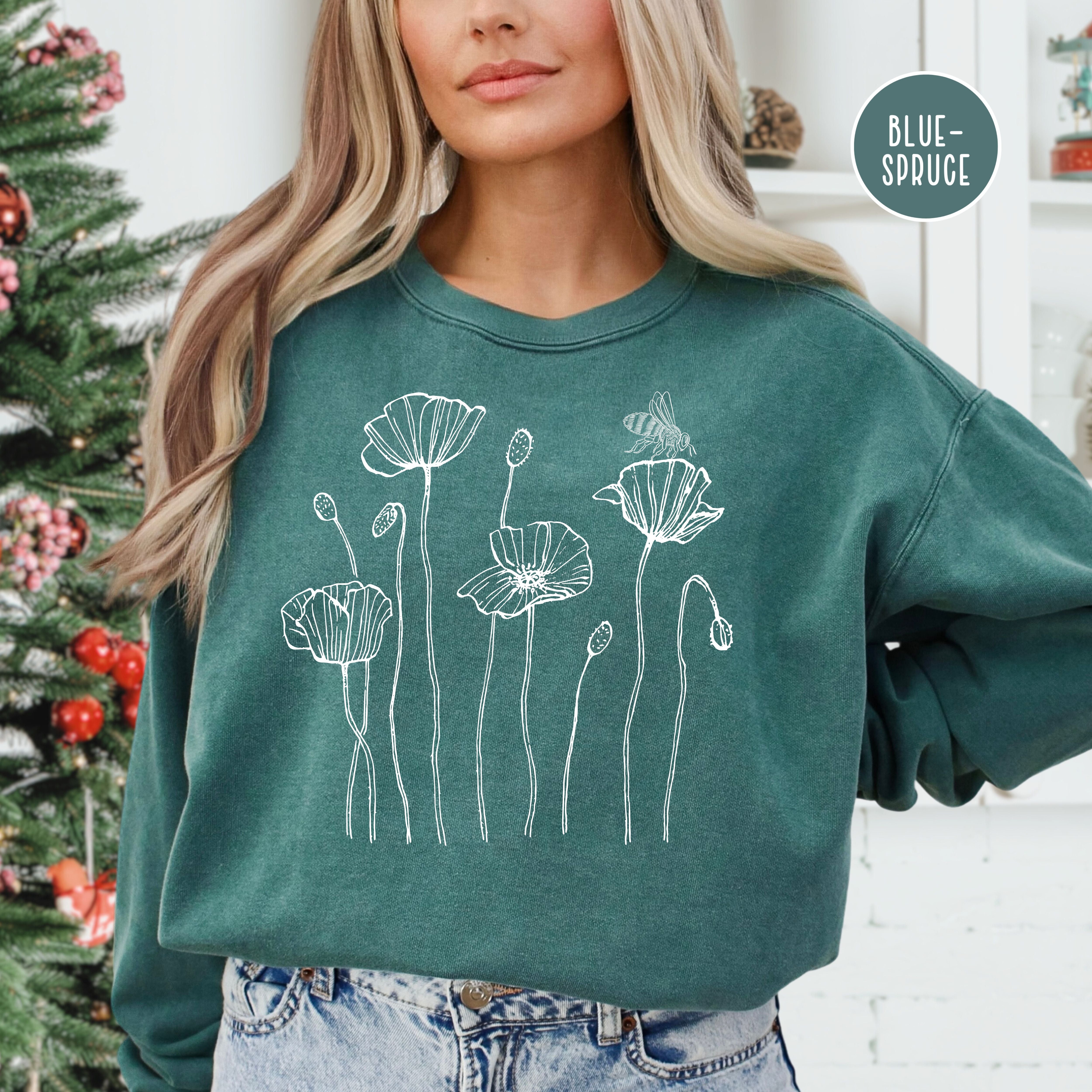 Poppy Flowers Honeybee Comfort Colors® Sweatshirt