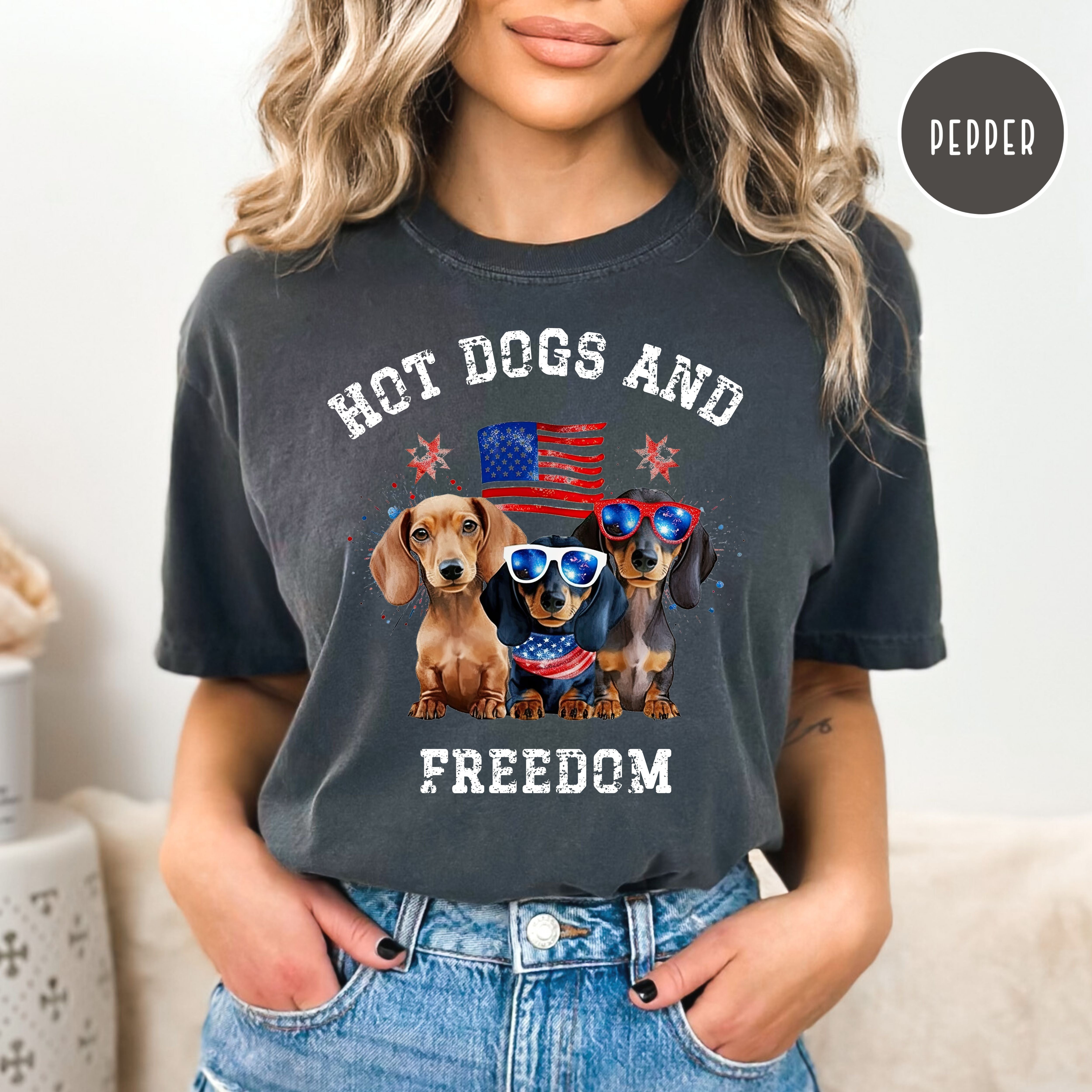 Funny Dachshund 4th of July Comfort Colors® Tee
