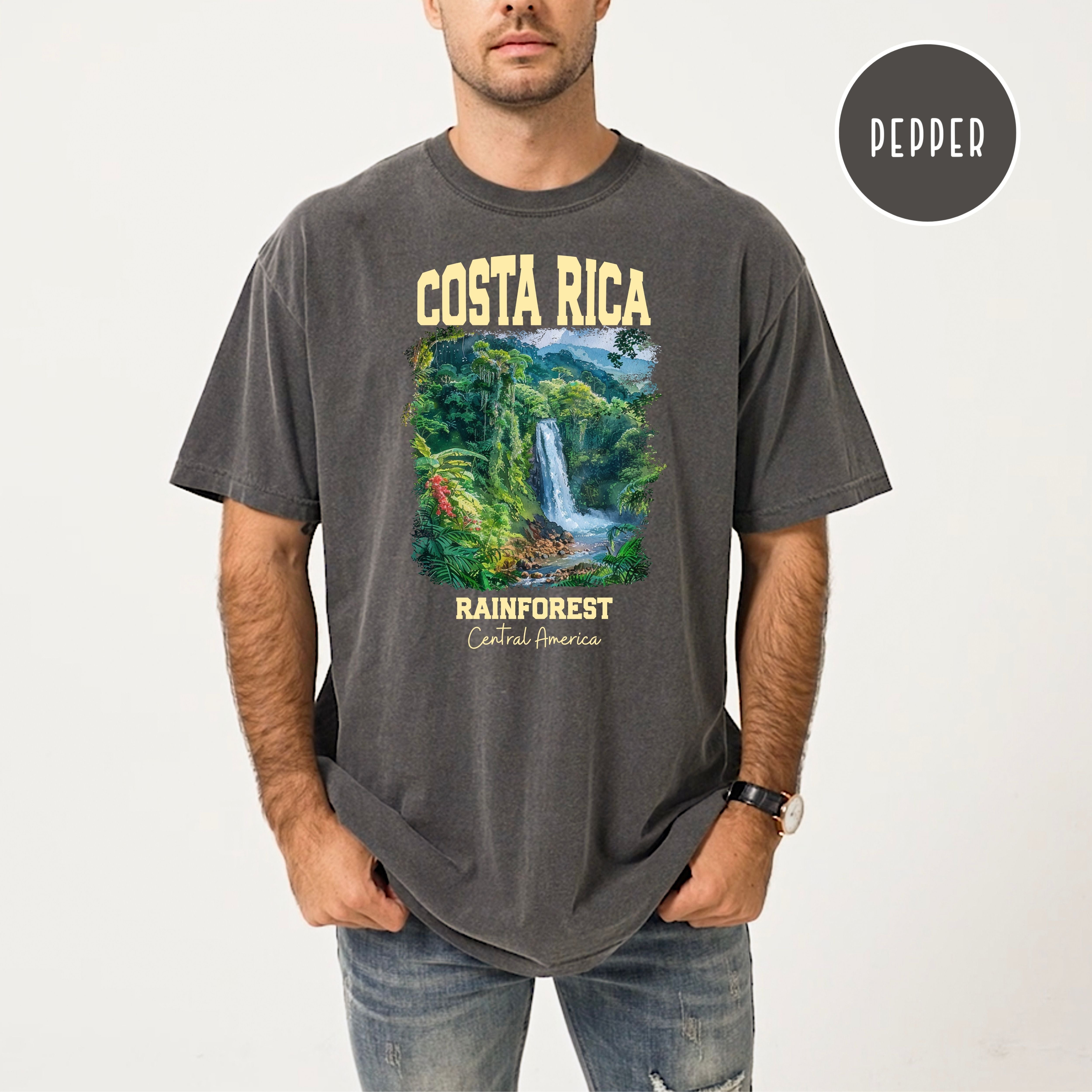 Costa Rica Rainforest Waterfall Comfort Colors T-Shirt, Costa Rica Shirt